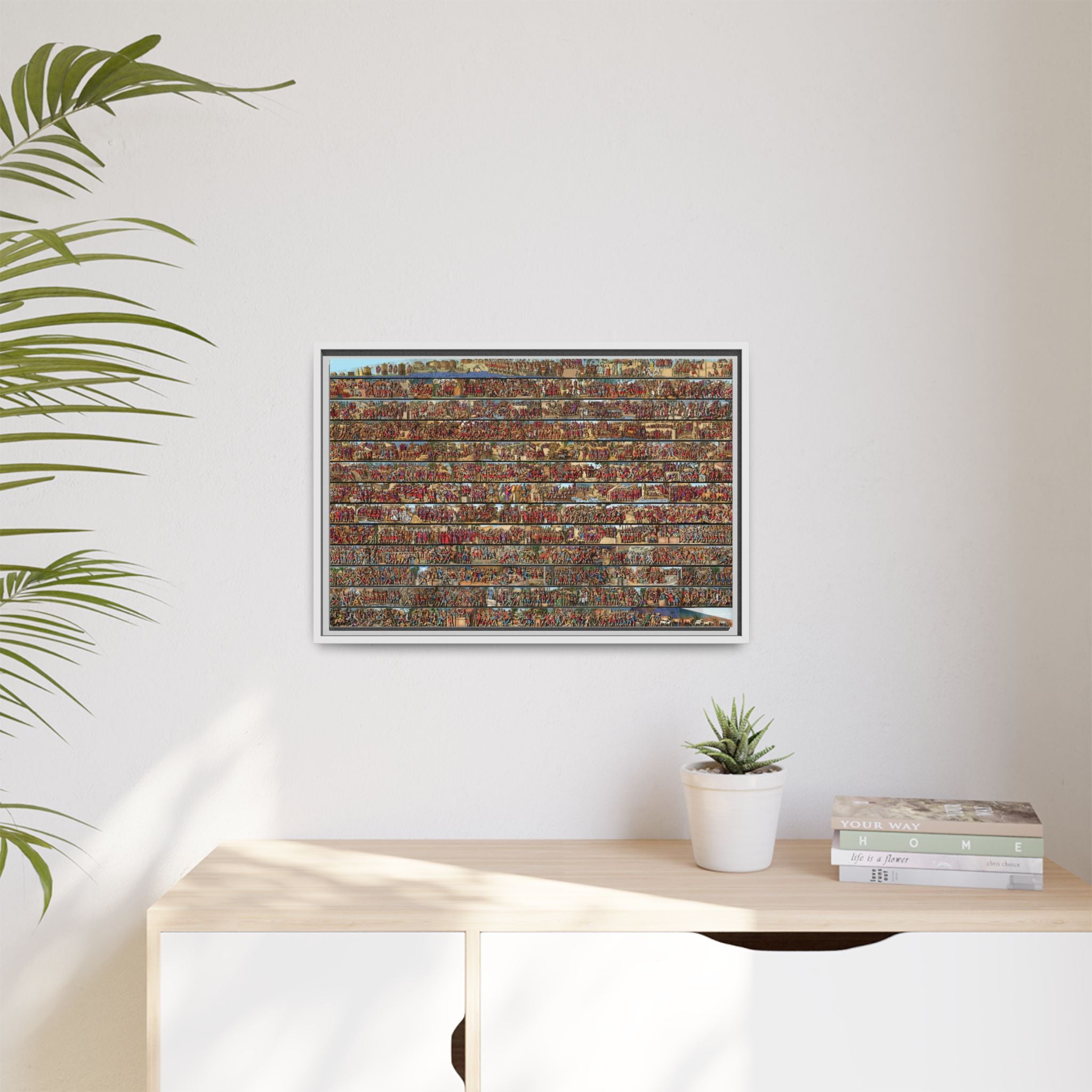 Colorized Depiction of Trajan's Column in Rome Framed Matte Canvas