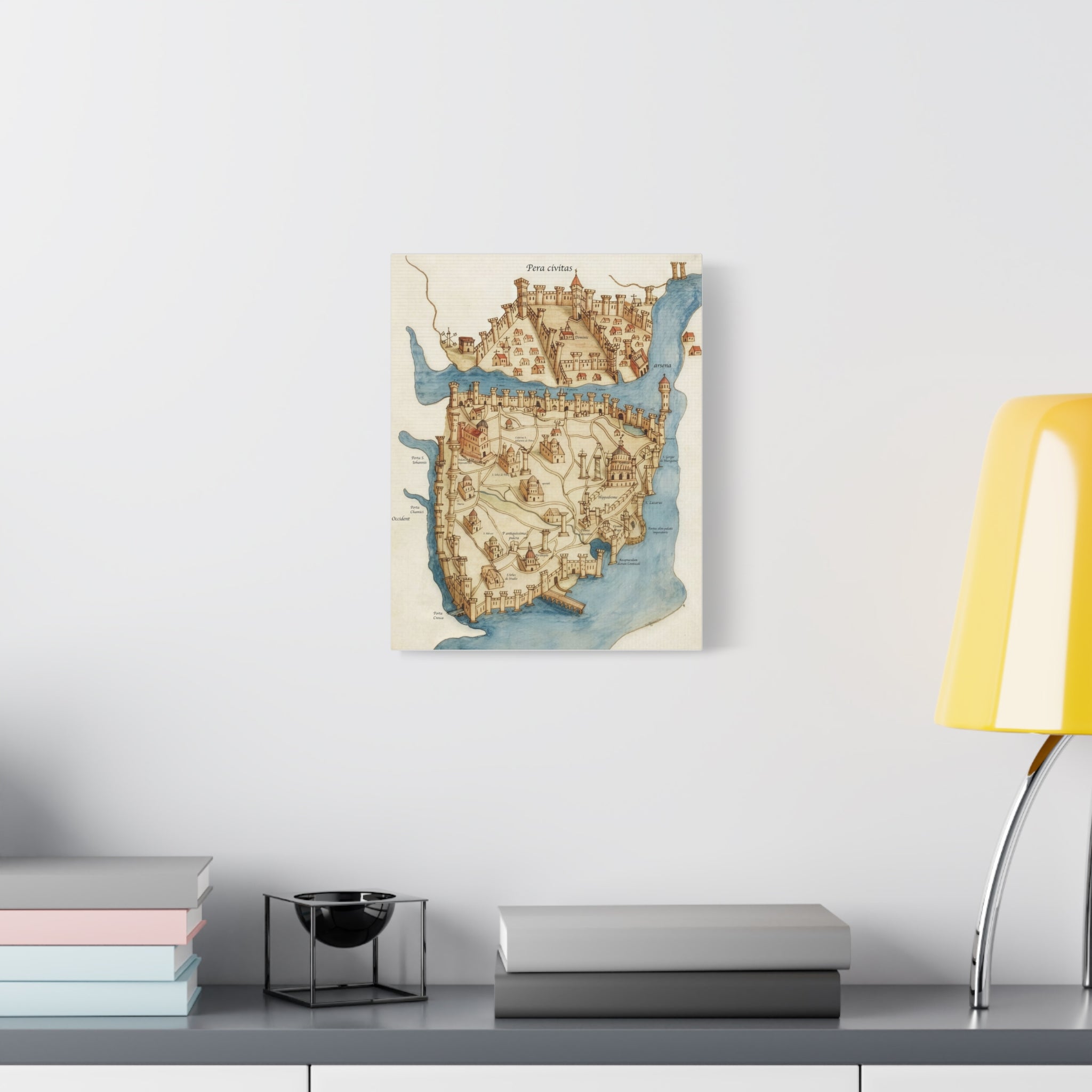 Medieval Constantinople City Map Canvas Print — Vintage Map Wall Art