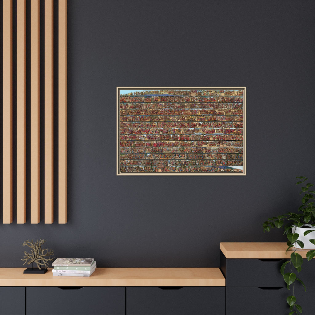 Colorized Depiction of Trajan's Column in Rome Framed Matte Canvas