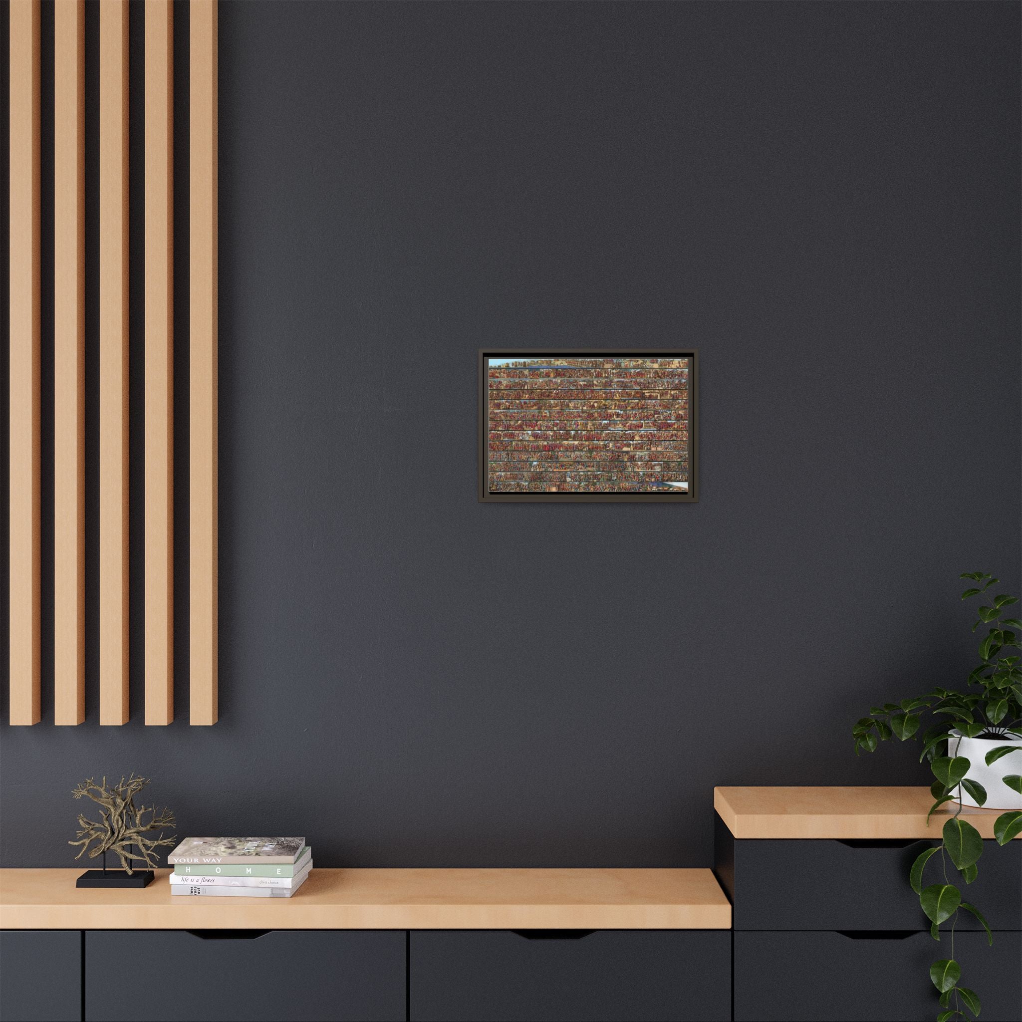 Colorized Depiction of Trajan's Column in Rome Framed Matte Canvas