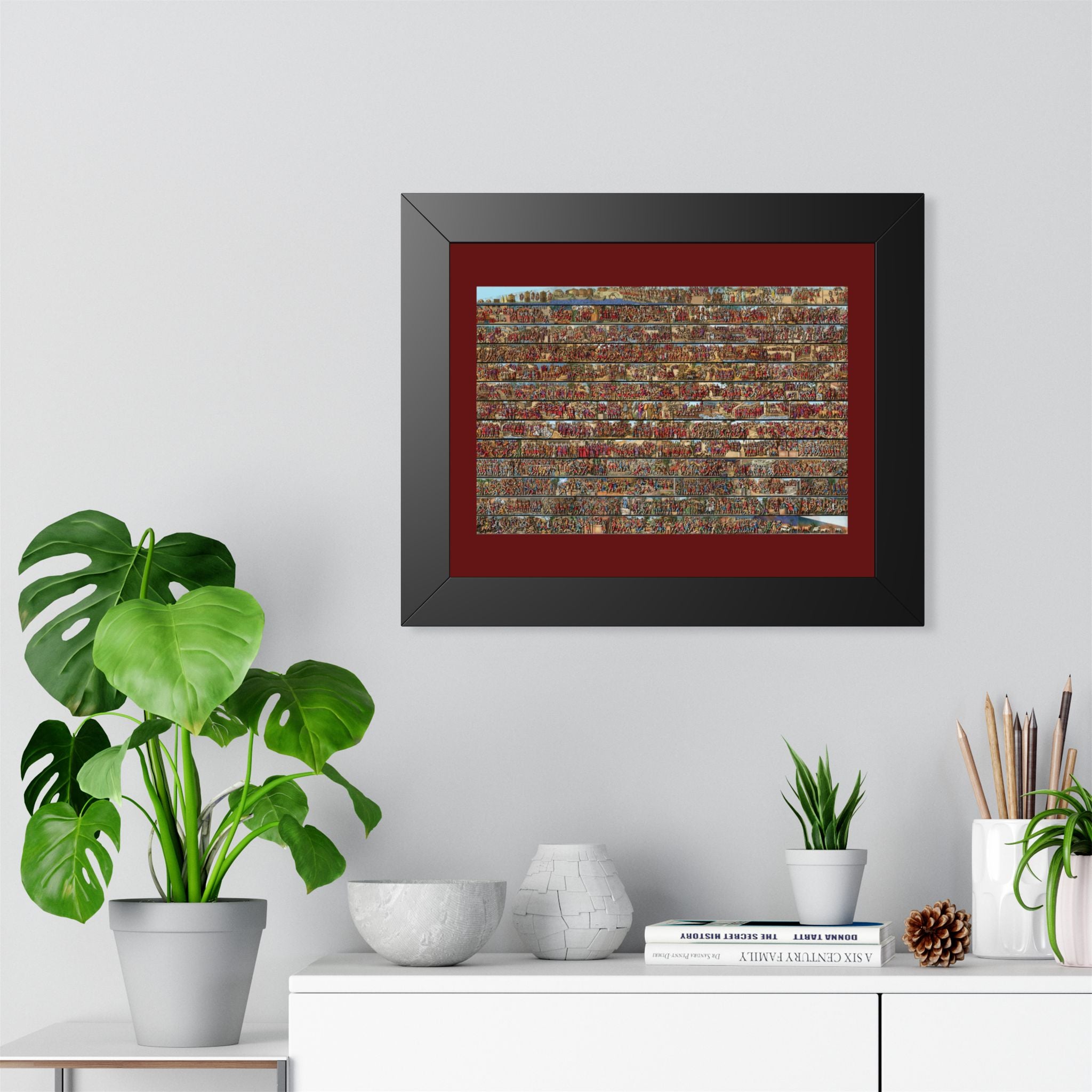 Colorized Trajan's Column Engraving Framed Art Print