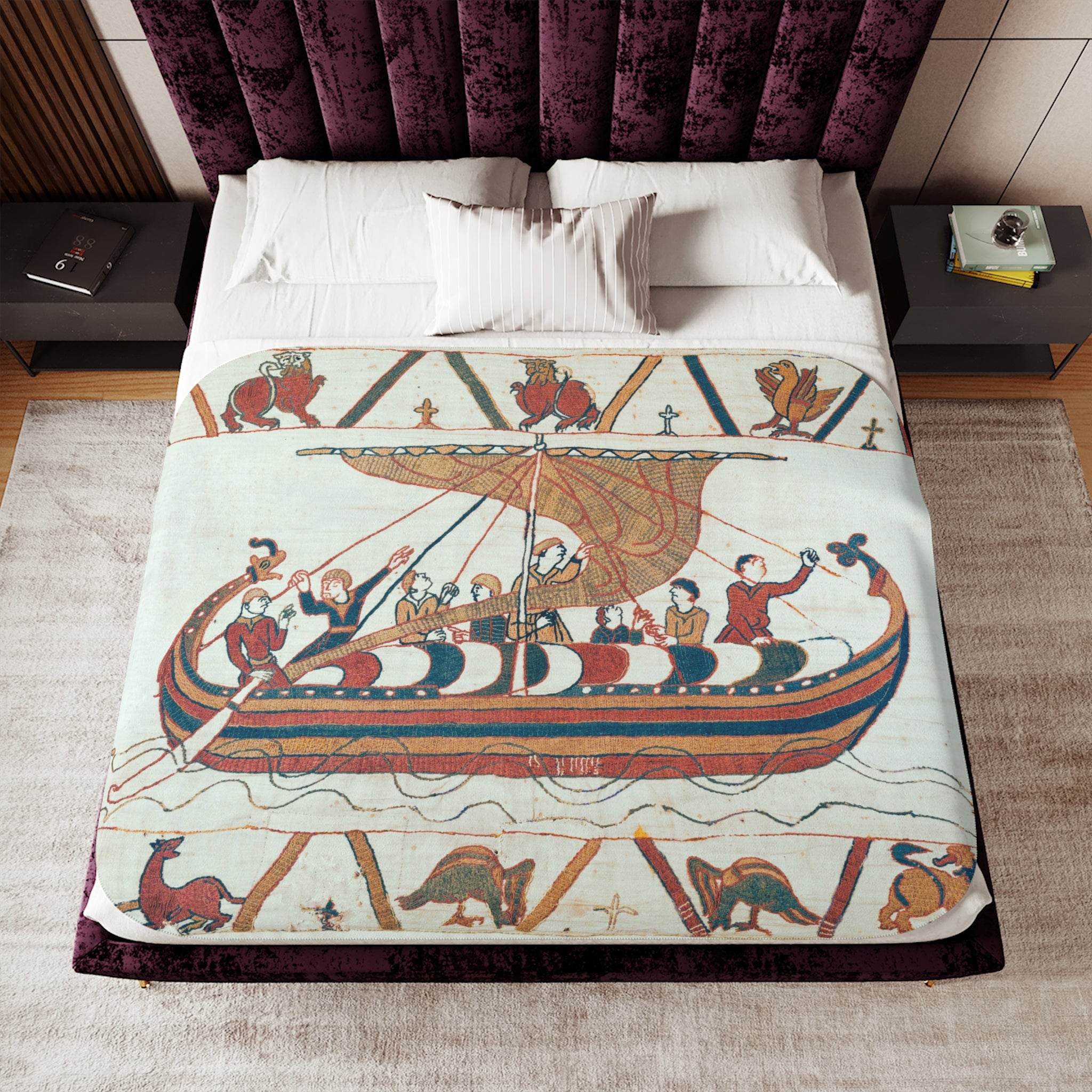 Bayeux Tapestry Norman Invasion Sherpa Blanket