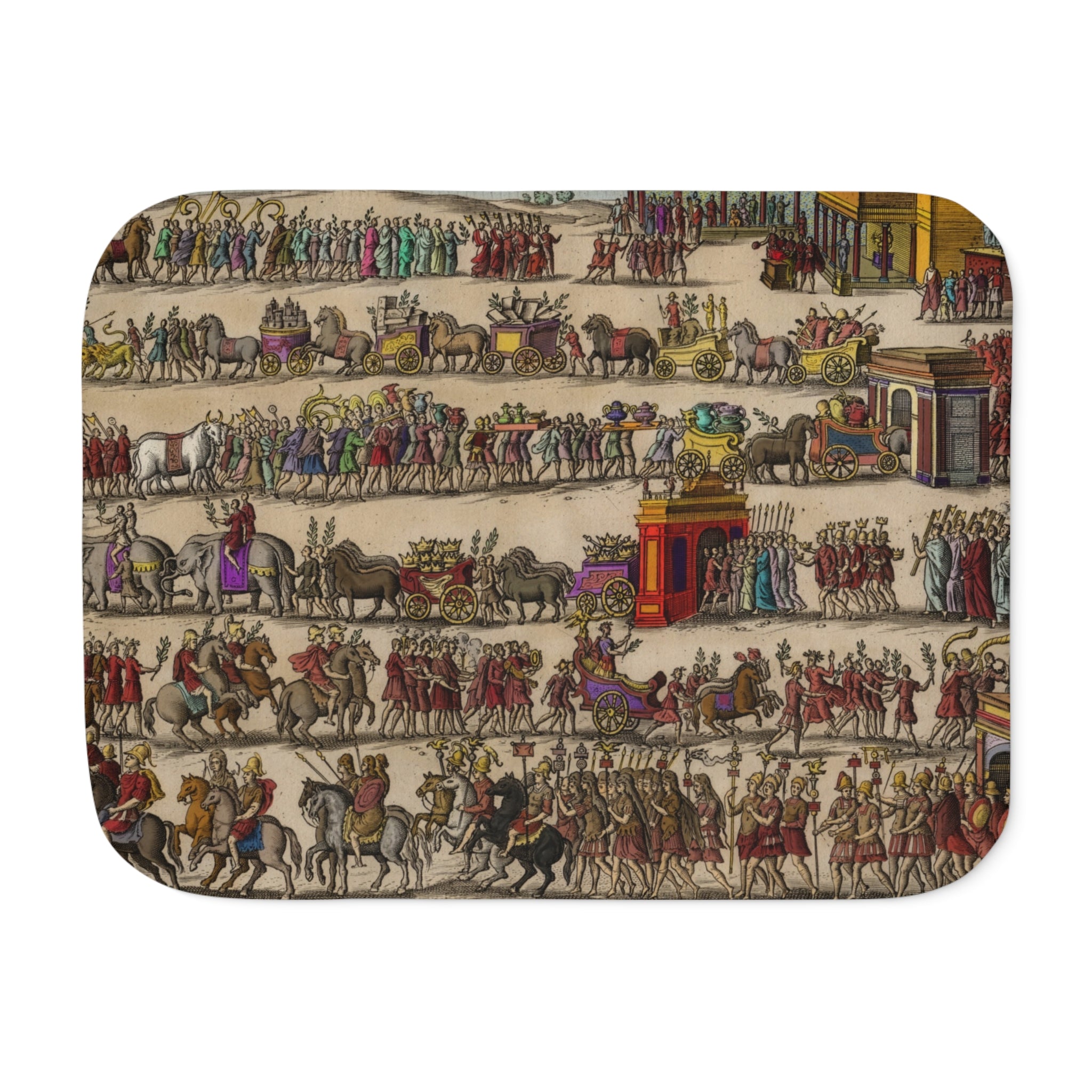 Roman Triumph Procession Hand-Colored Engraving Sherpa Blanket | Classical Art Throw