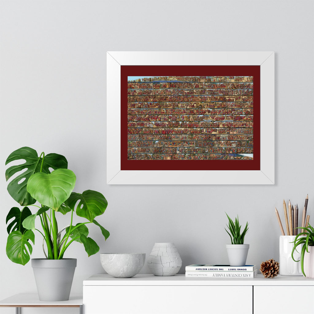 Colorized Trajan's Column Engraving Framed Art Print