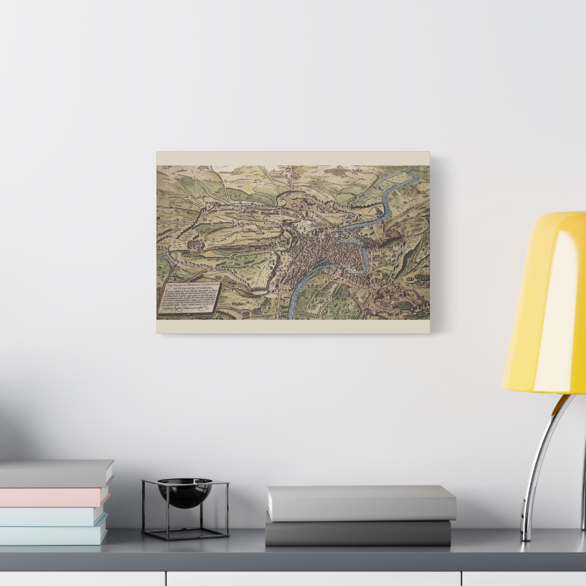 Antique City Map of Rome Matte Canvas Print — Vintage Stretched Wall Art