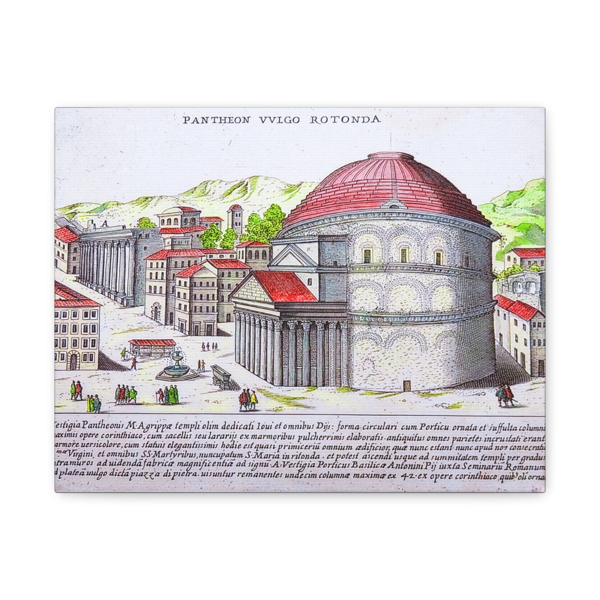 Pantheon Engraving Canvas Print Matte Stretched Canvas