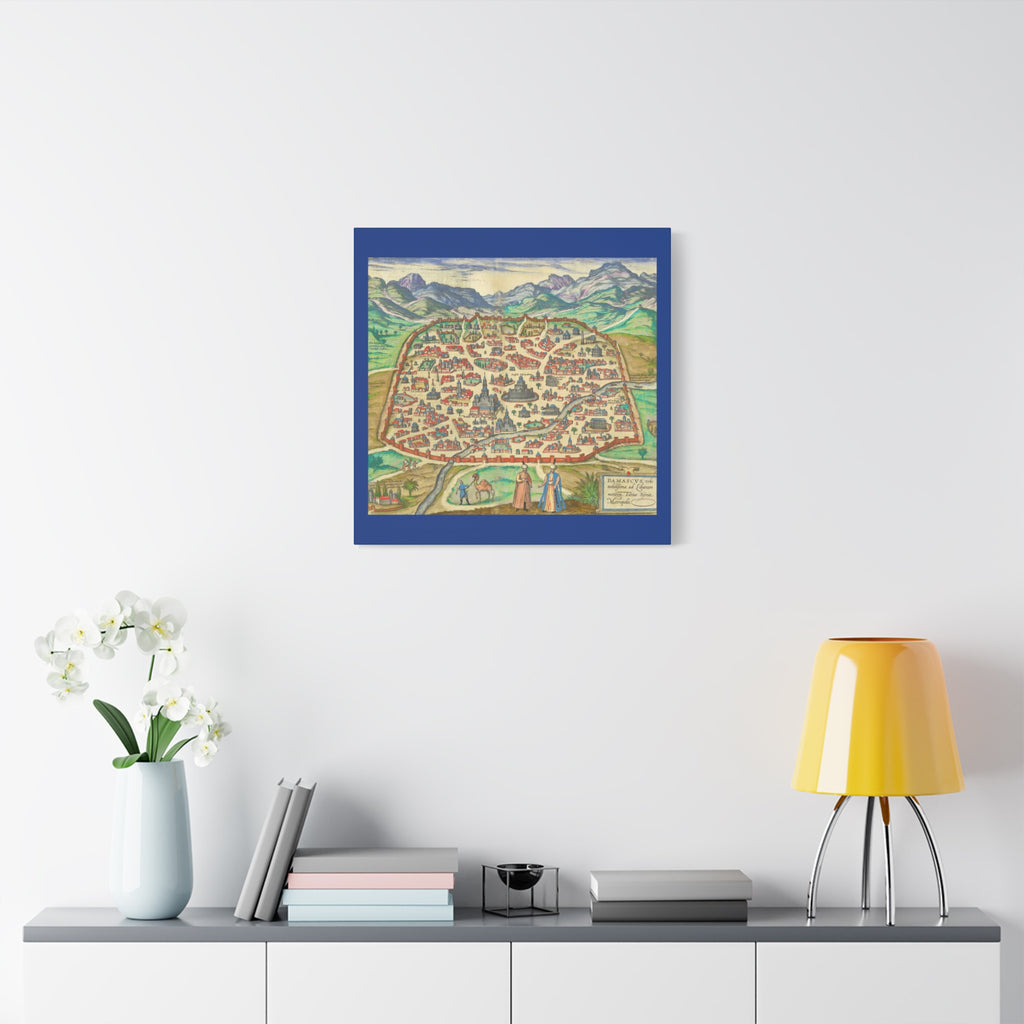 Antique Damascus Syria Birdseye City Map Matte Canvas