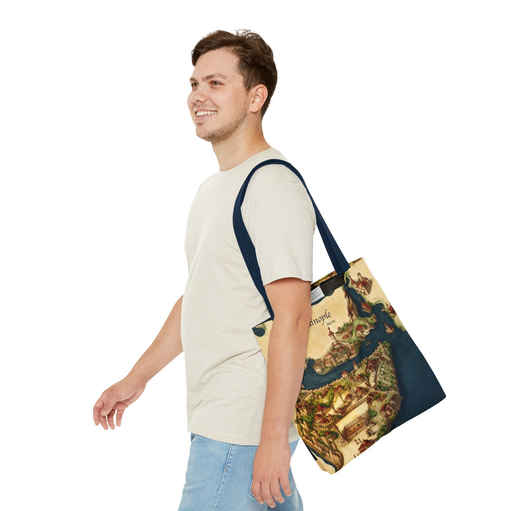 Constantinople Map Tote Bag — Vintage Cityscape All-Over Print