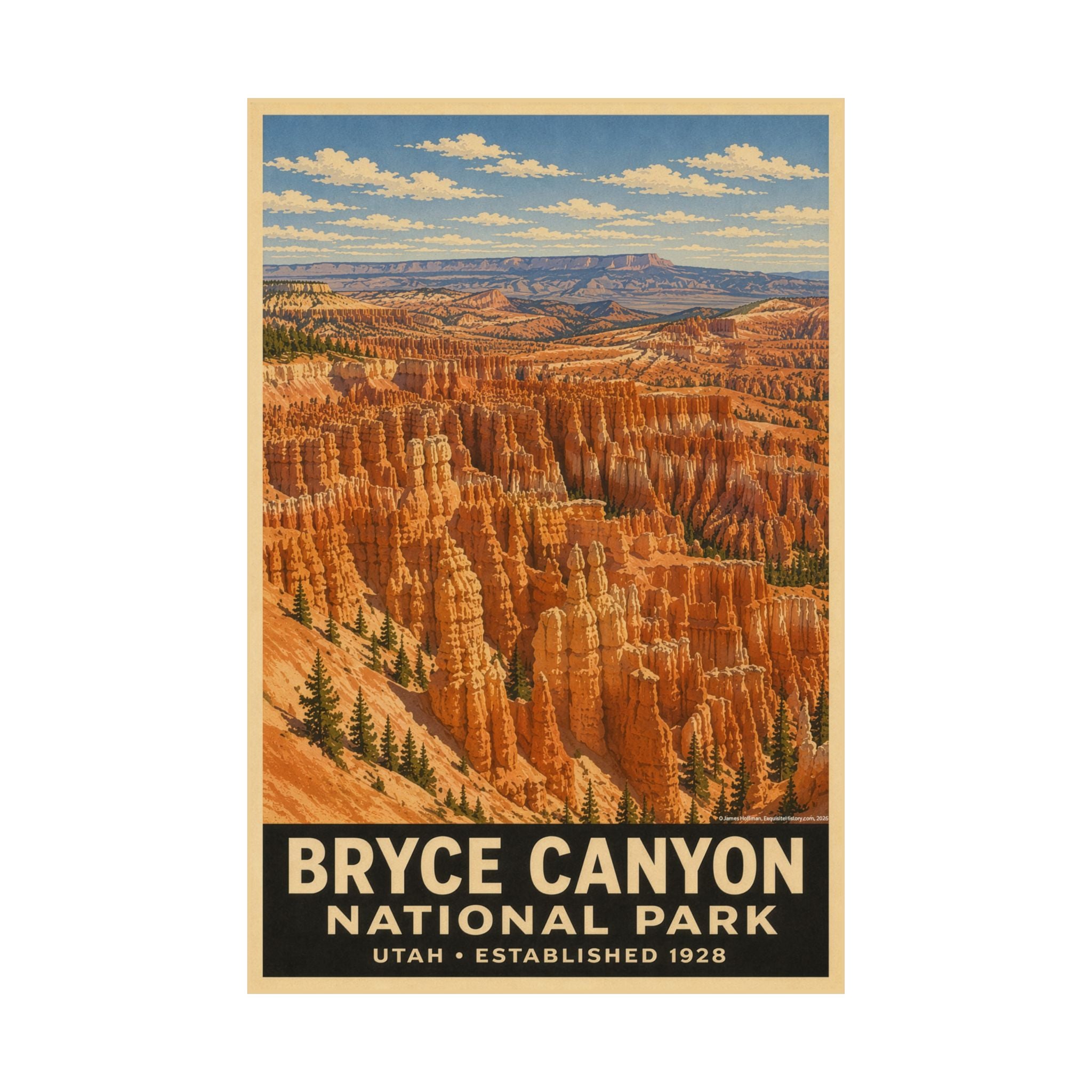 Bryce Canyon National Park Satin Poster - Vintage Travel Art Print