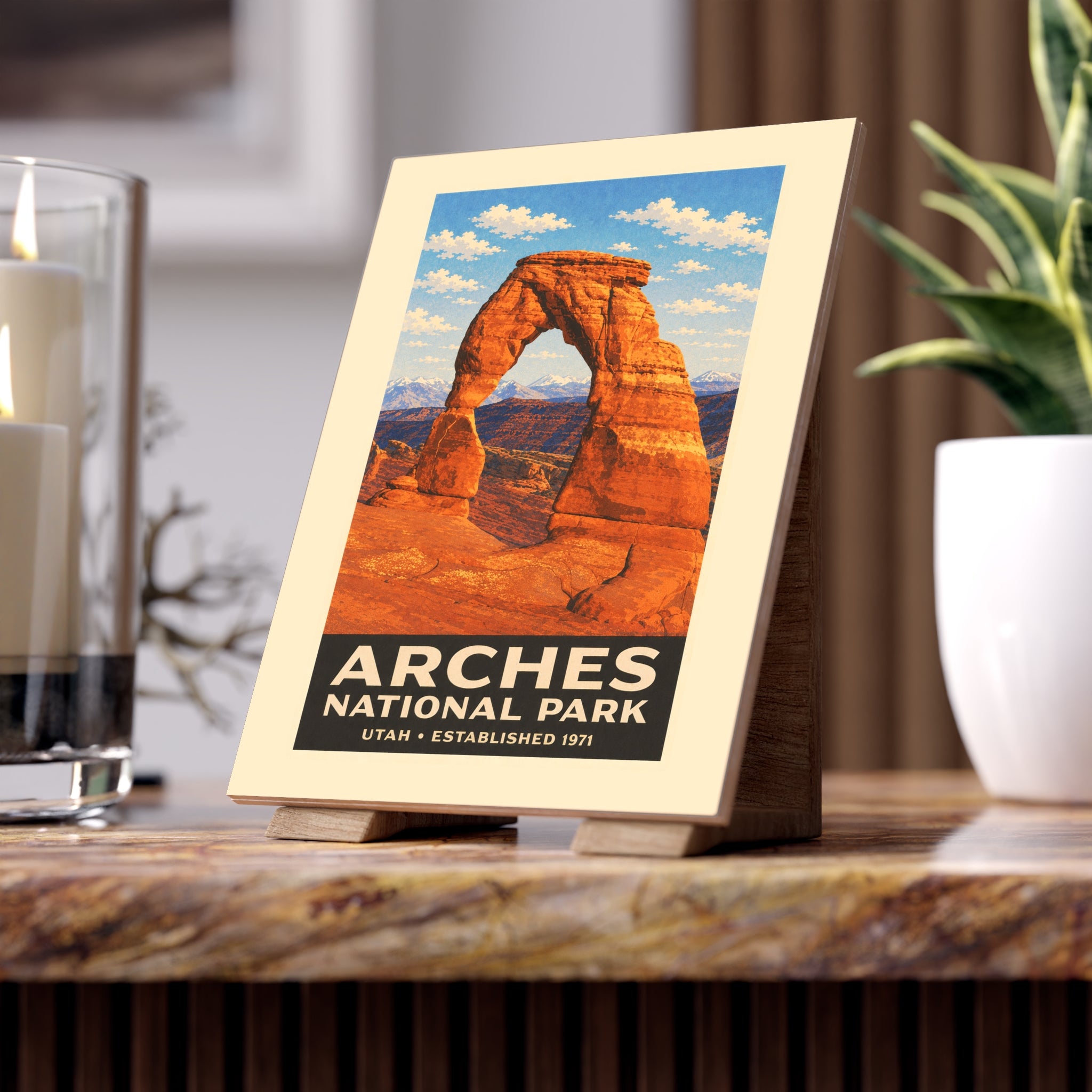 Arches National Park Ceramic Tile — Vintage Delicate Arch Photo Plaque
