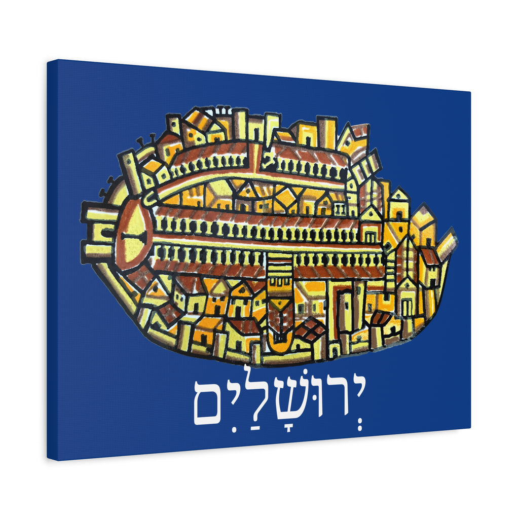Jerusalem Madaba Map Stretched Canvas Art