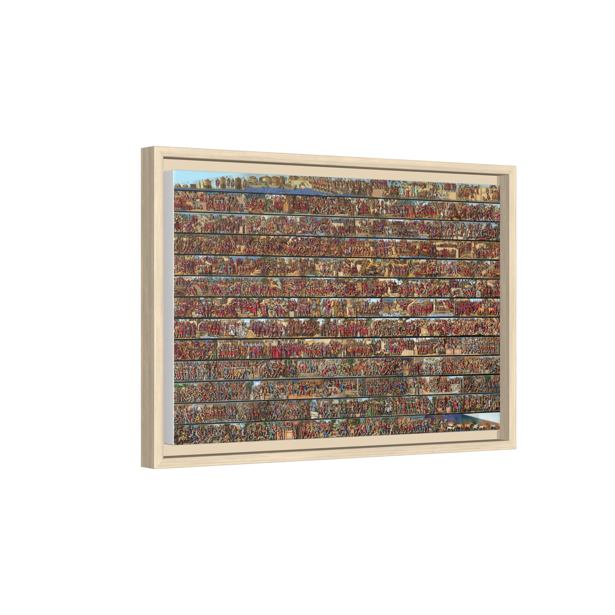 Colorized Depiction of Trajan's Column in Rome Framed Matte Canvas