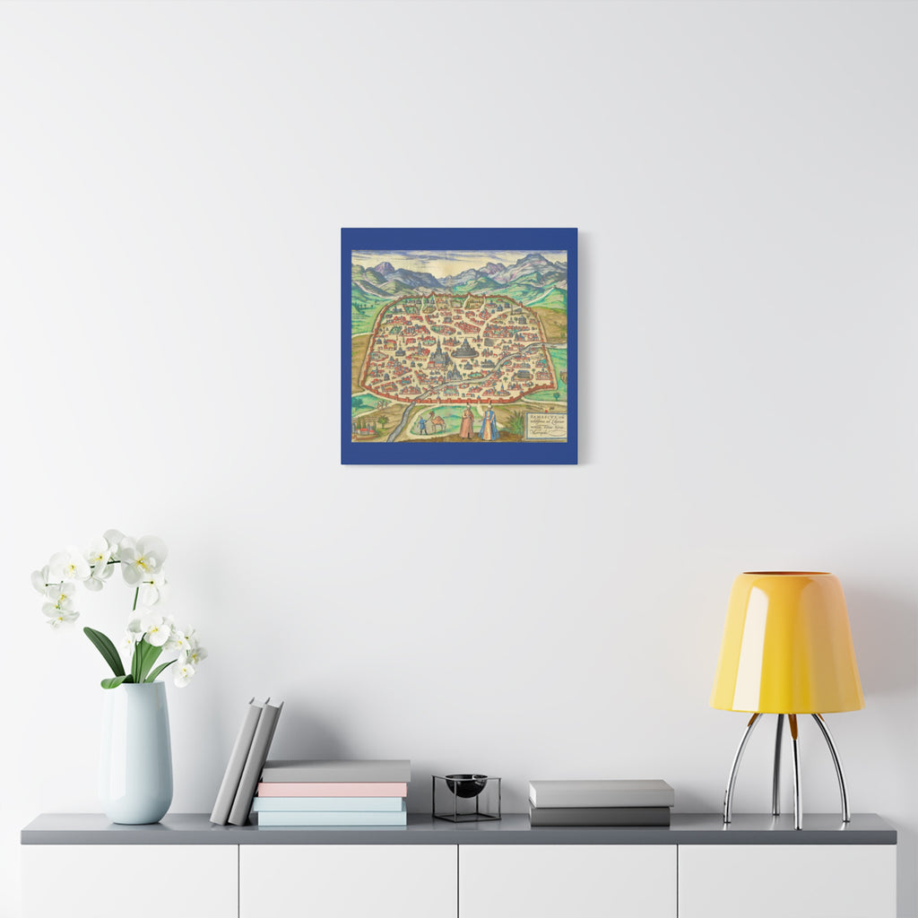 Antique Damascus Syria Birdseye City Map Matte Canvas