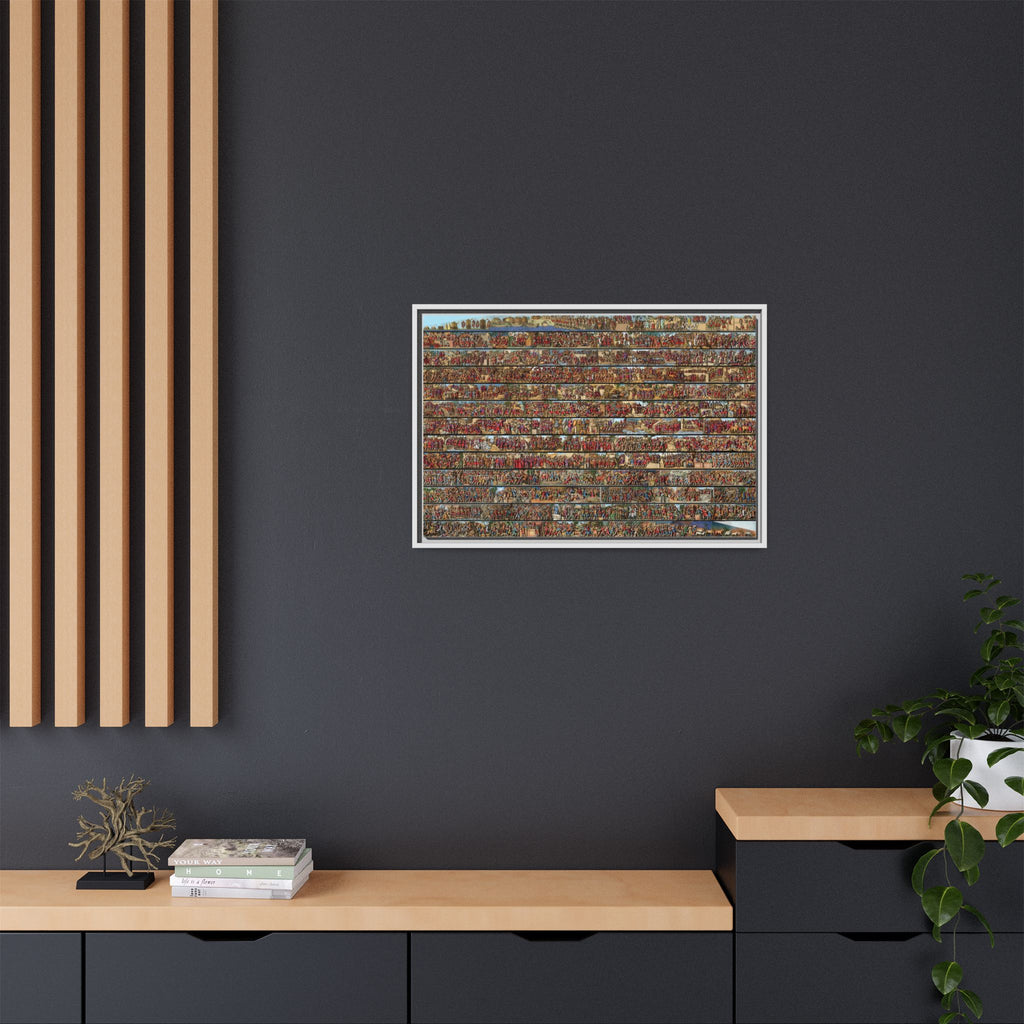 Colorized Depiction of Trajan's Column in Rome Framed Matte Canvas