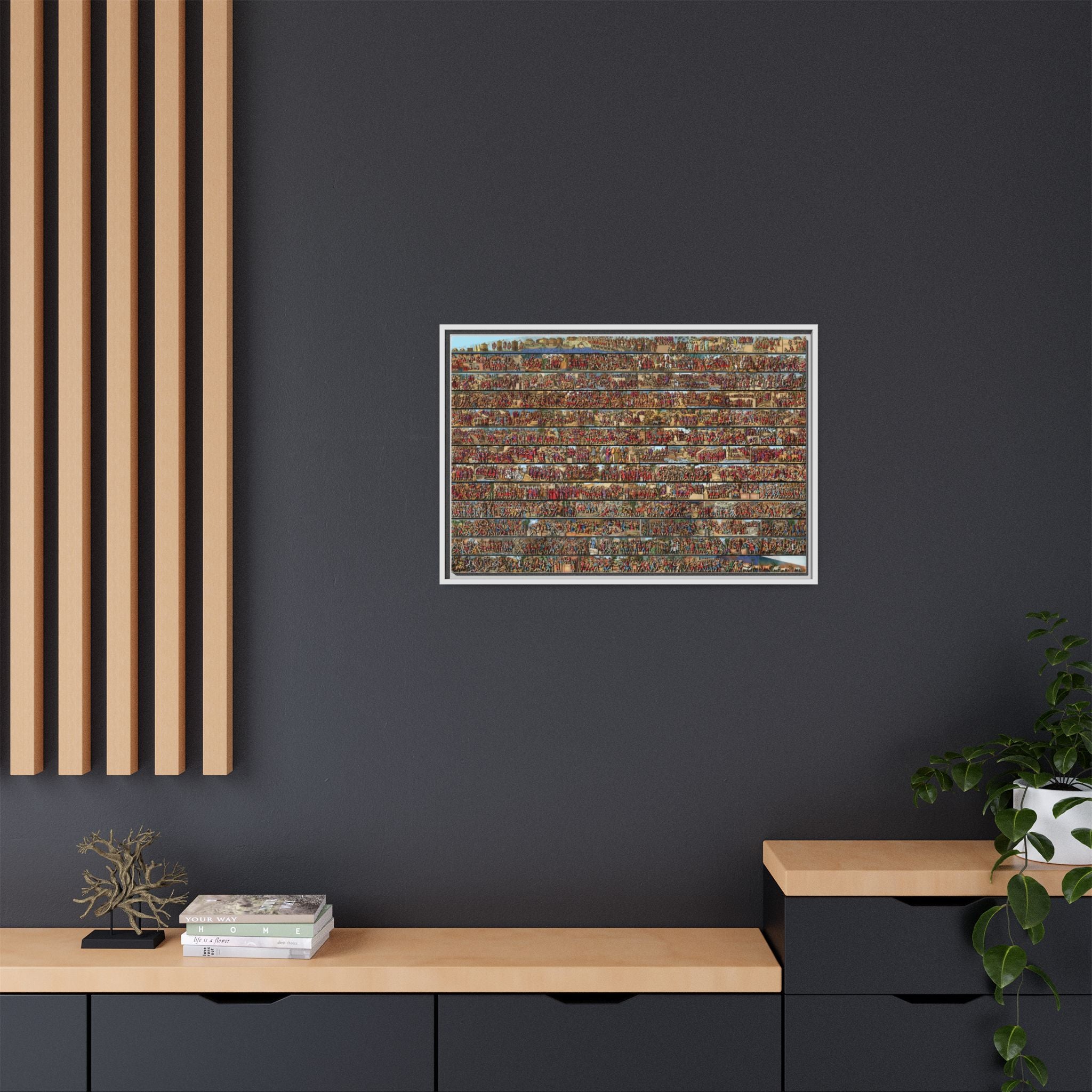 Colorized Depiction of Trajan's Column in Rome Framed Matte Canvas