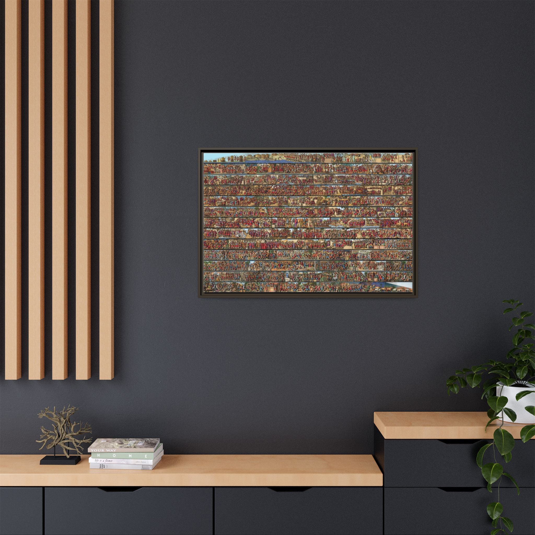 Colorized Depiction of Trajan's Column in Rome Framed Matte Canvas