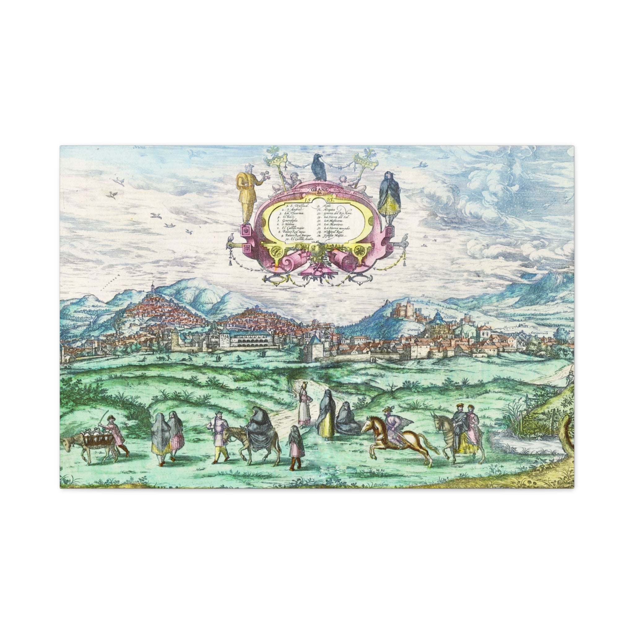 Granada Hand-Colored City View Matte Canvas