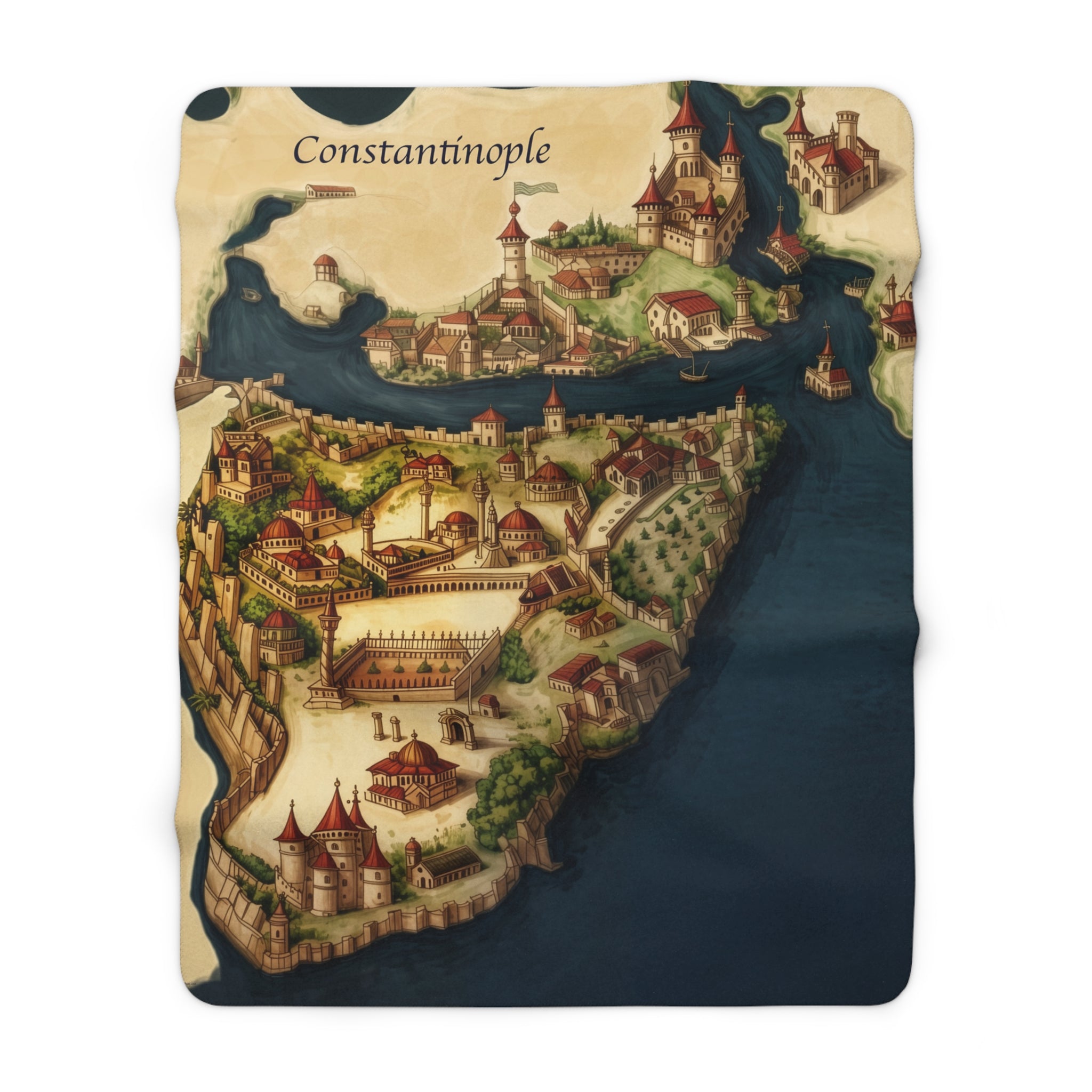 Constantinople Vintage Map Sherpa Fleece Blanket