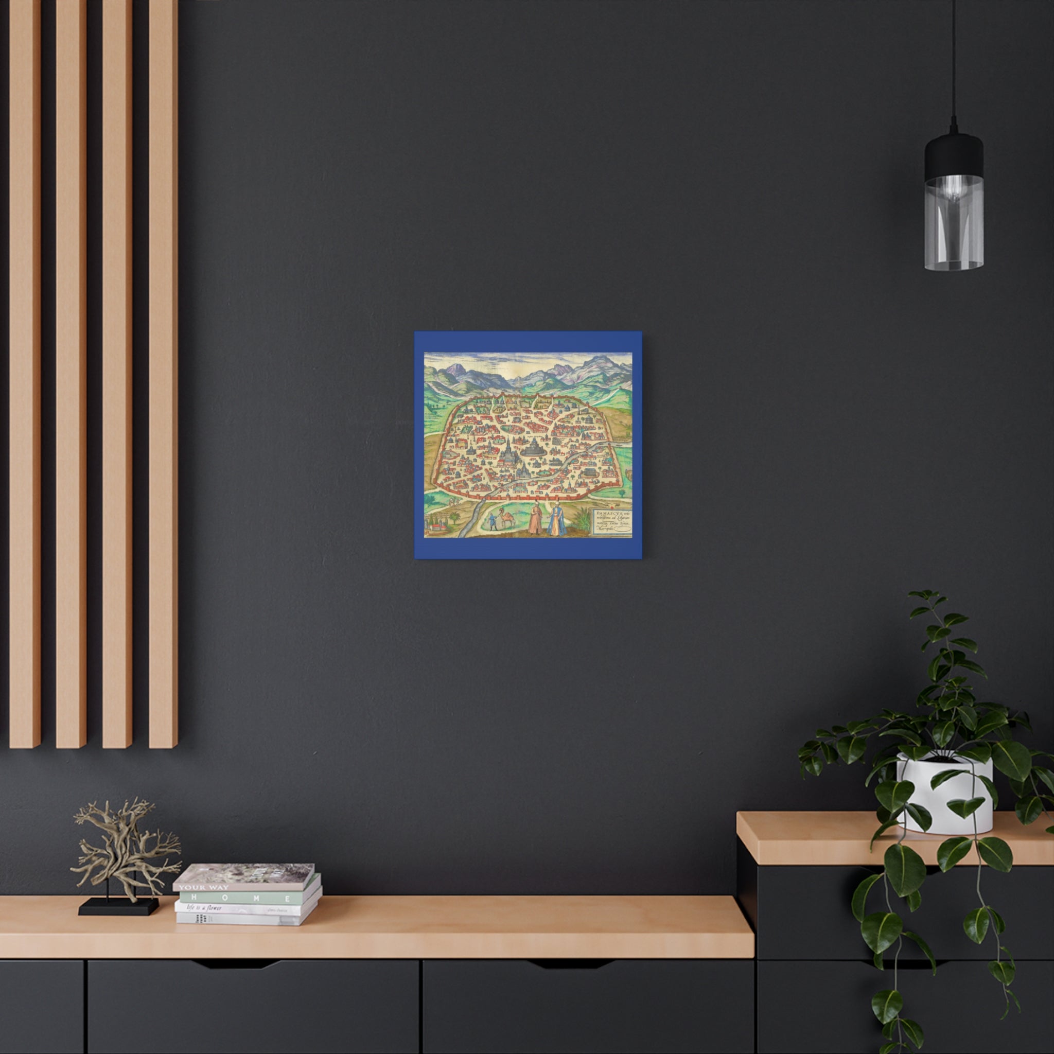 Antique Damascus Syria Birdseye City Map Matte Canvas