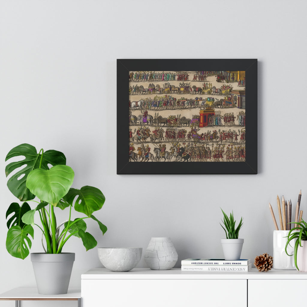 Roman Triumph Procession Framed Poster | Hand-Colored Engraving Print