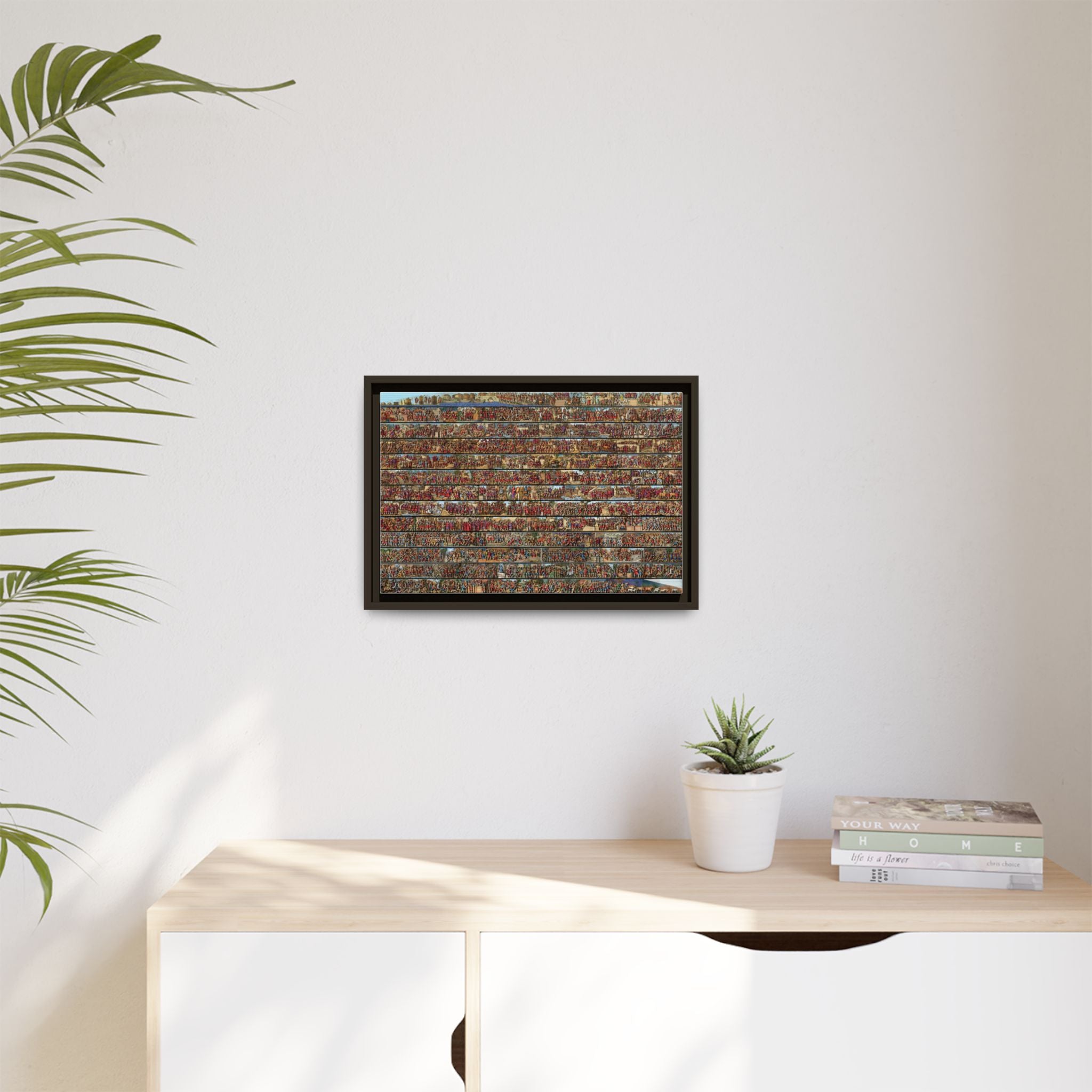 Colorized Depiction of Trajan's Column in Rome Framed Matte Canvas