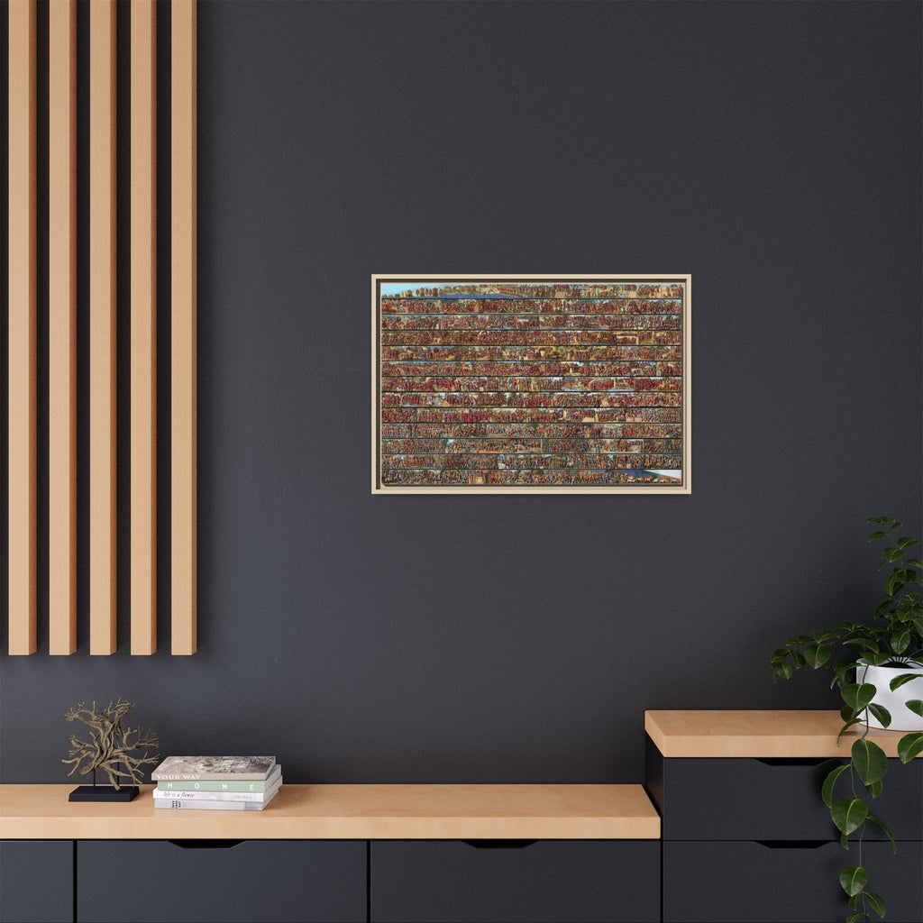 Colorized Depiction of Trajan's Column in Rome Framed Matte Canvas