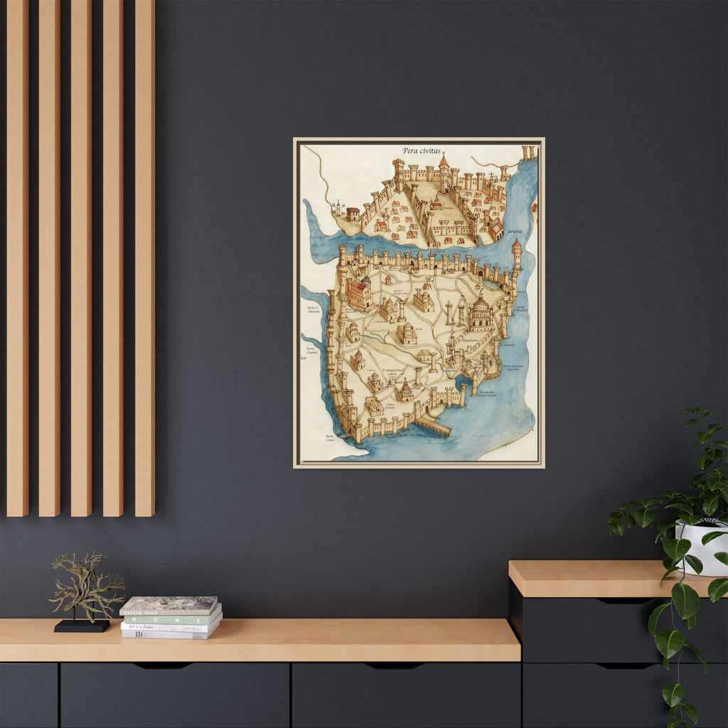 Framed Vintage Constantinople Map Canvas — Matte Nautical Wall Art