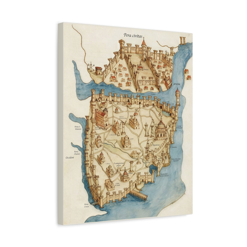Medieval Constantinople City Map Canvas Print — Vintage Map Wall Art