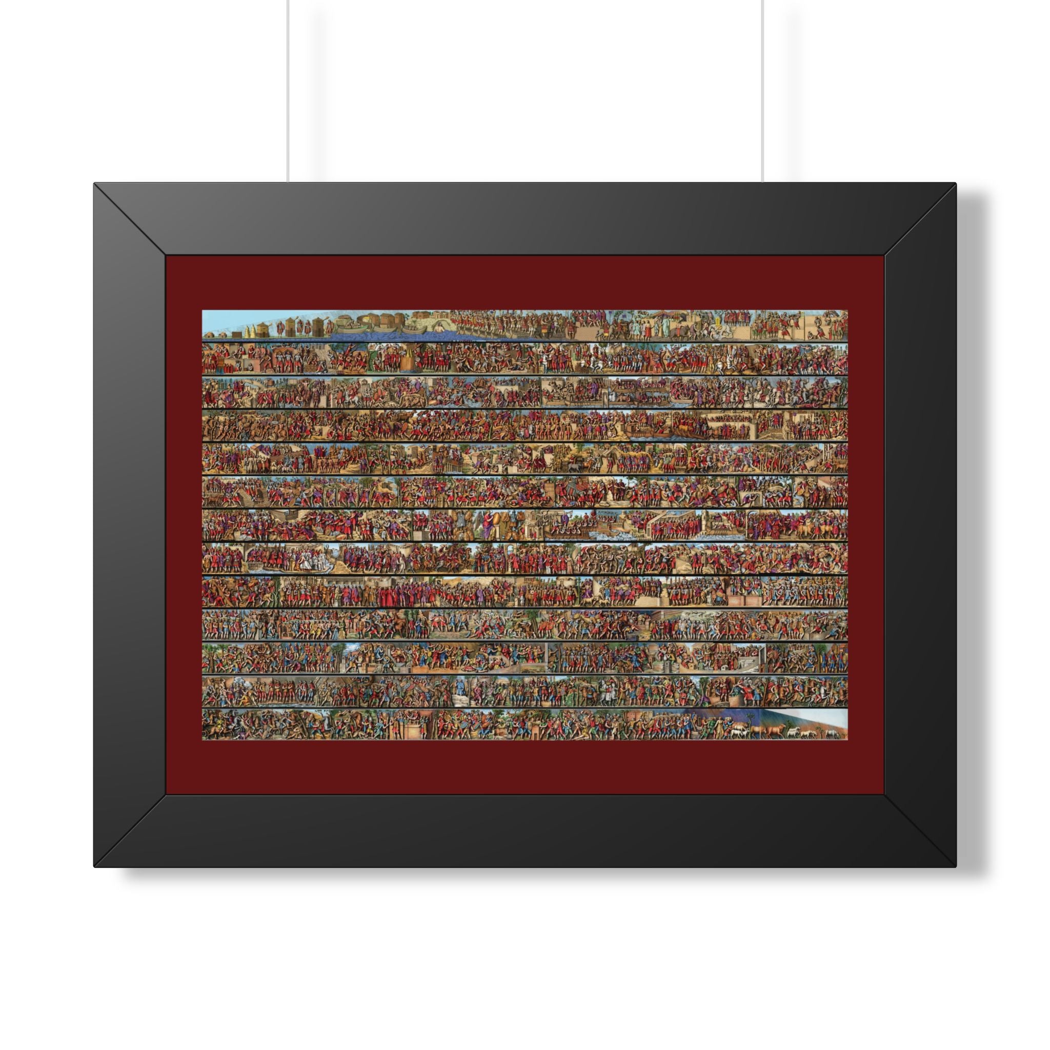 Colorized Trajan's Column Engraving Framed Art Print