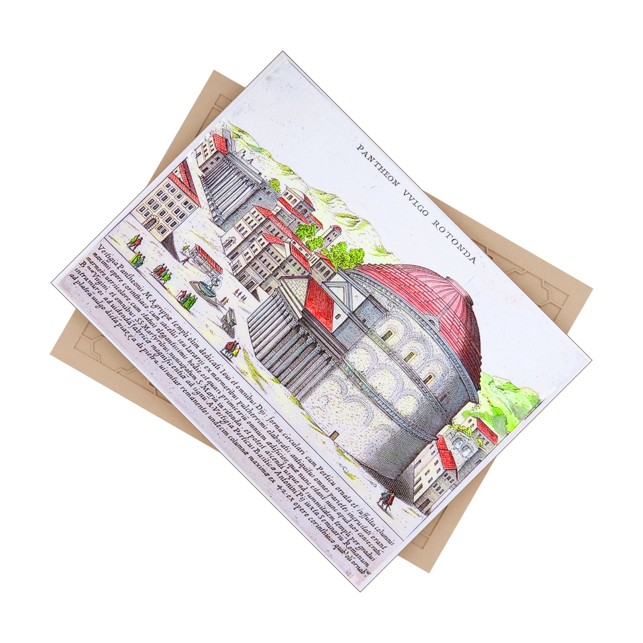 Pantheon Rome Illustration Ceramic Photo Tile | Vintage Architectural Print