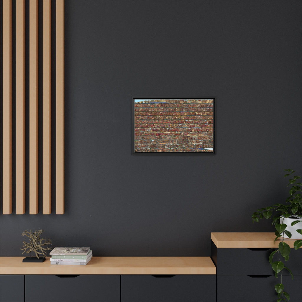 Colorized Depiction of Trajan's Column in Rome Framed Matte Canvas