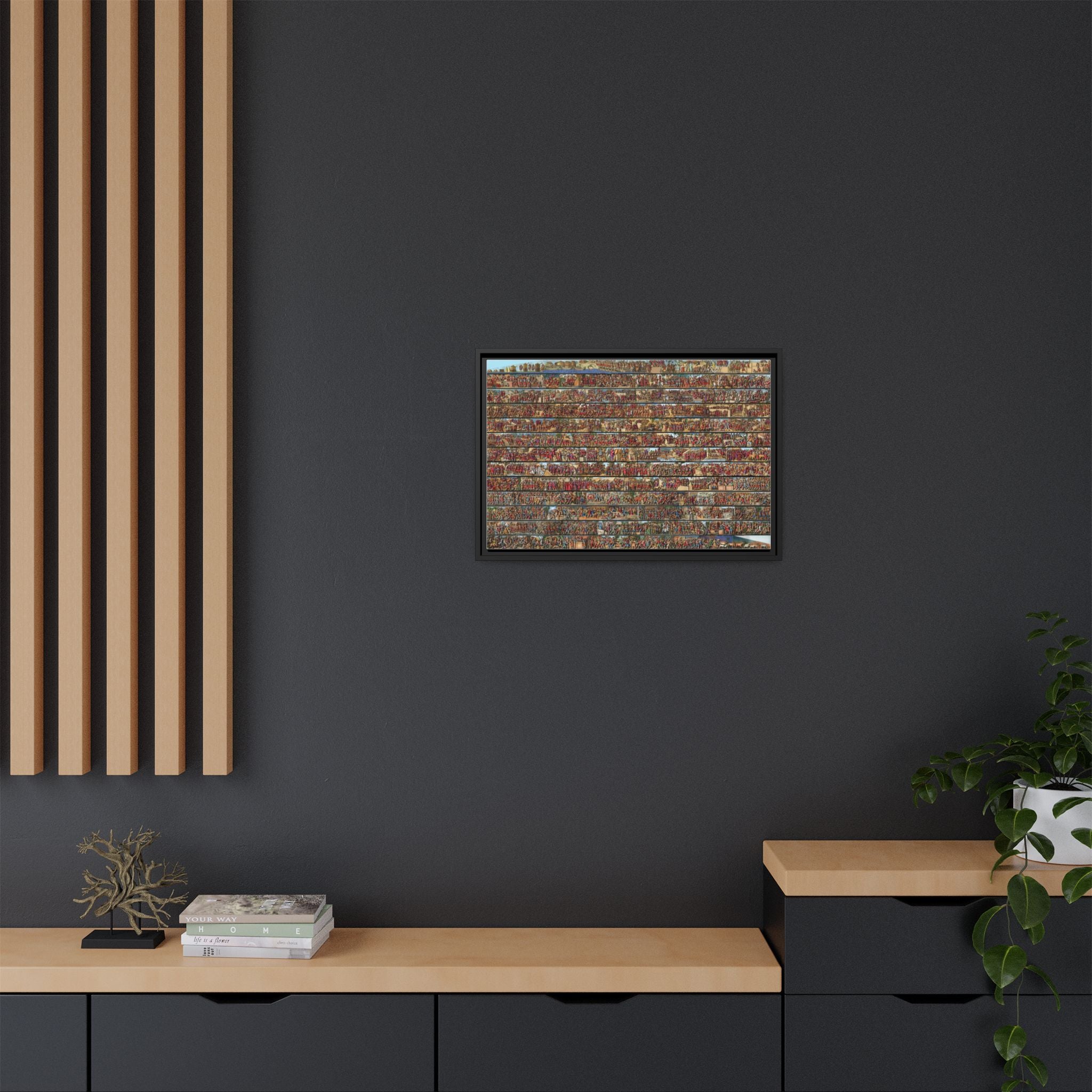 Colorized Depiction of Trajan's Column in Rome Framed Matte Canvas