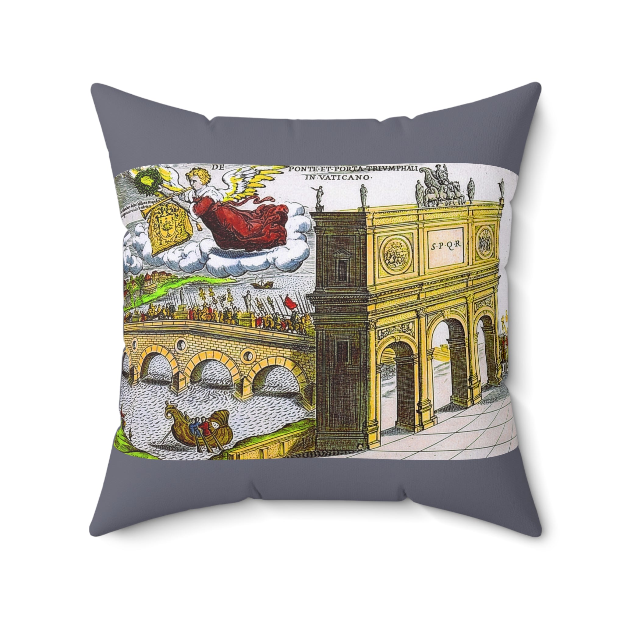 Antique Roman Engraving Vatican Procession Pillow | Classical Rome from Jacobus Lauro