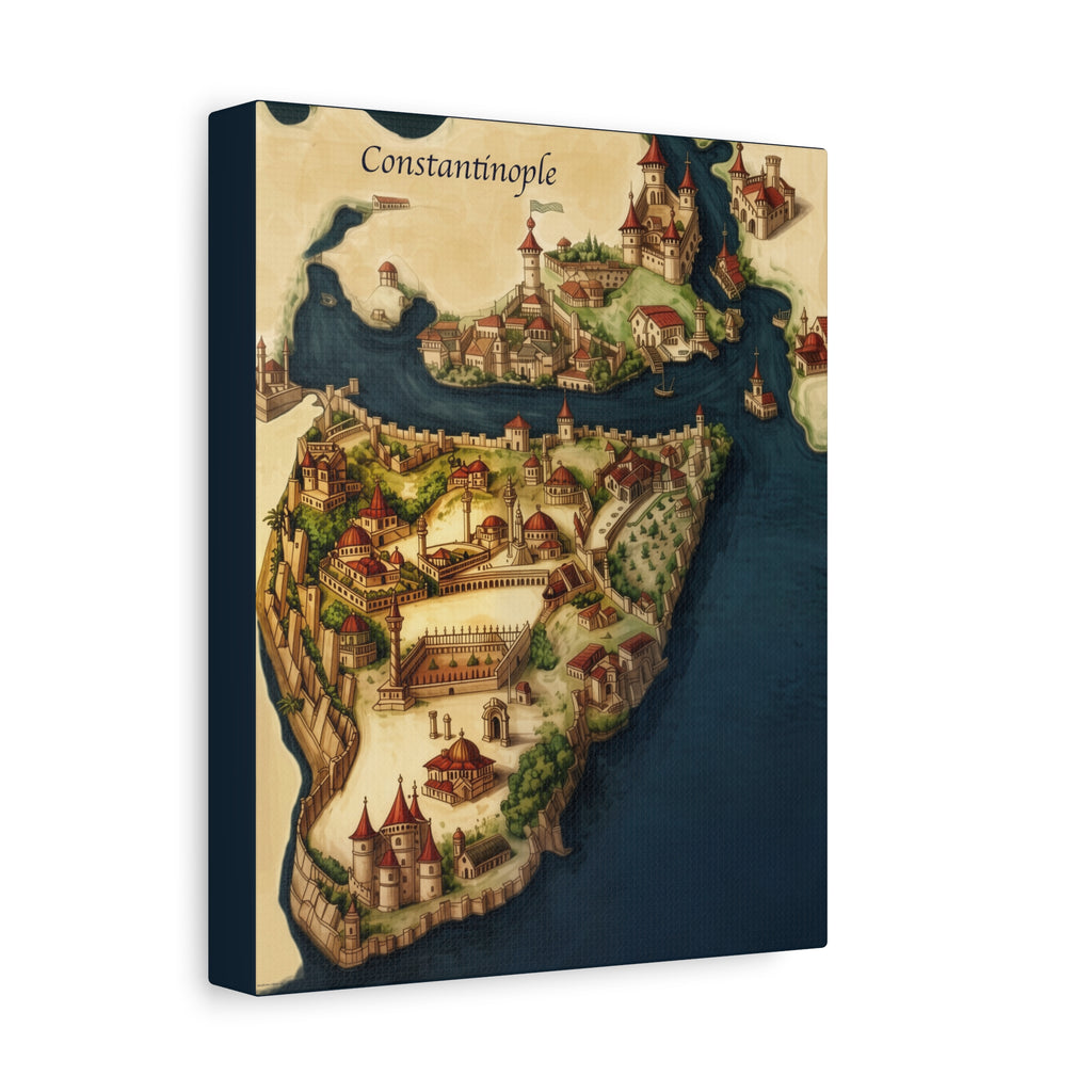 Constantinople Vintage Map Matte Canvas Print — Stretched 1.25"