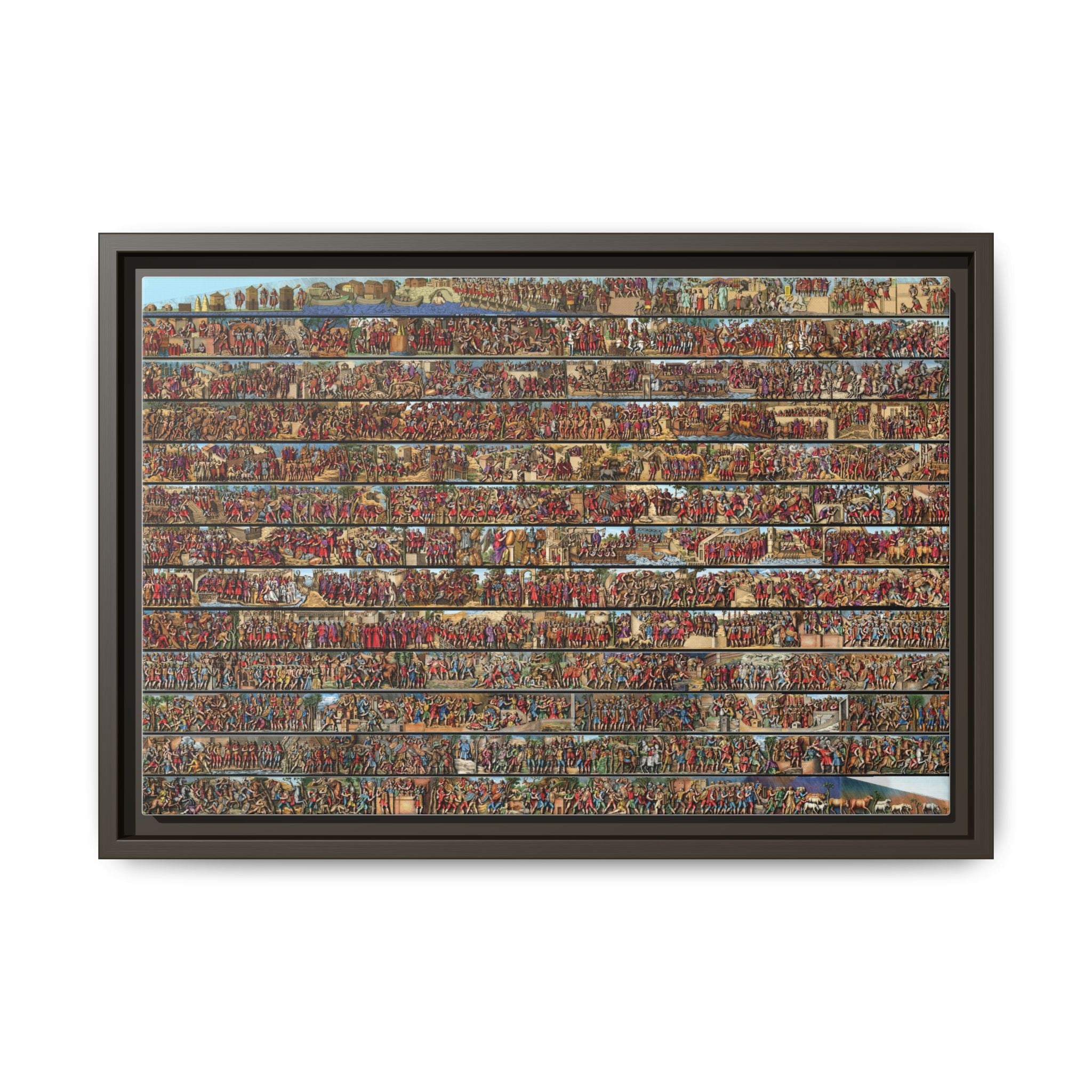 Colorized Depiction of Trajan's Column in Rome Framed Matte Canvas