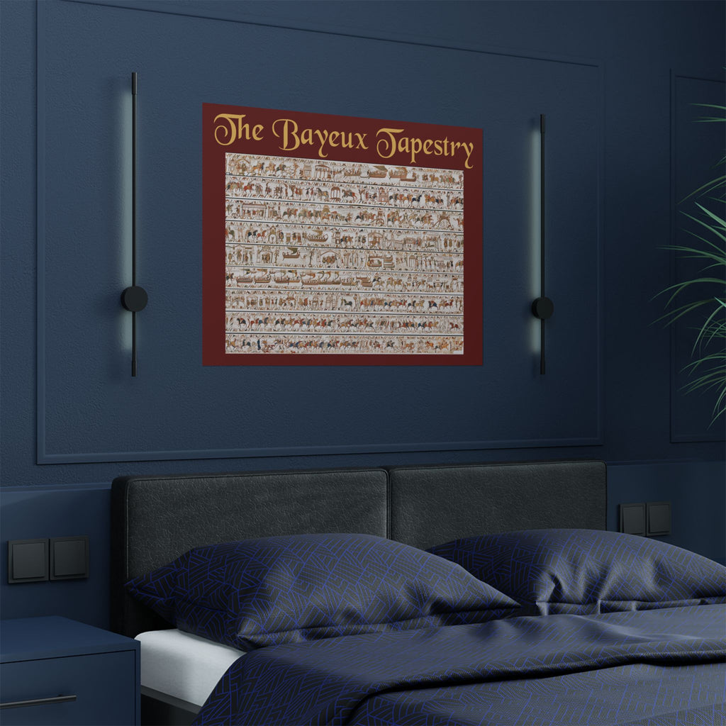 Bayeux Tapestry Continuous Scene Satin Poster | Medieval Norman Conquest Wall Art