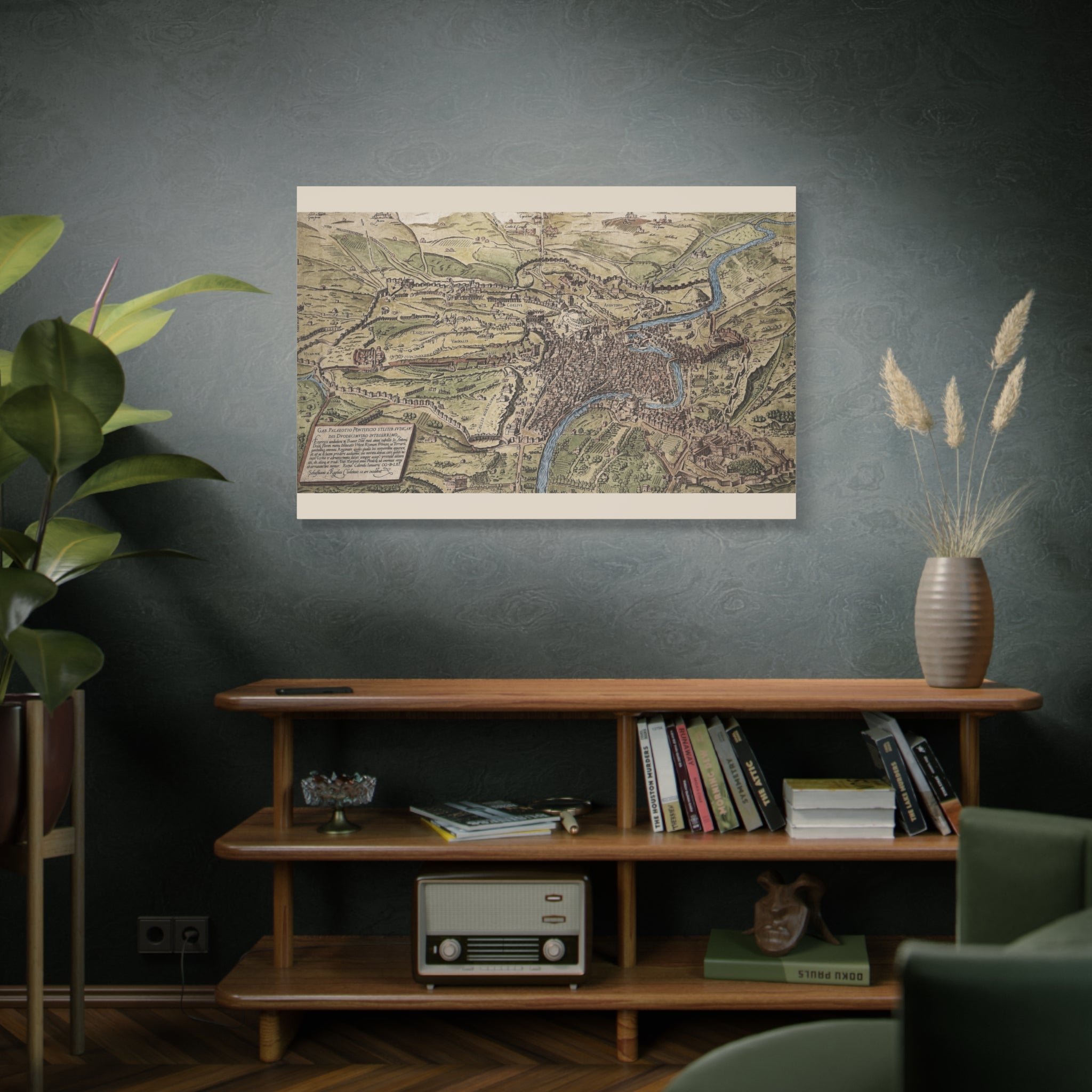 Antique City Map of Rome Matte Canvas Print — Vintage Stretched Wall Art