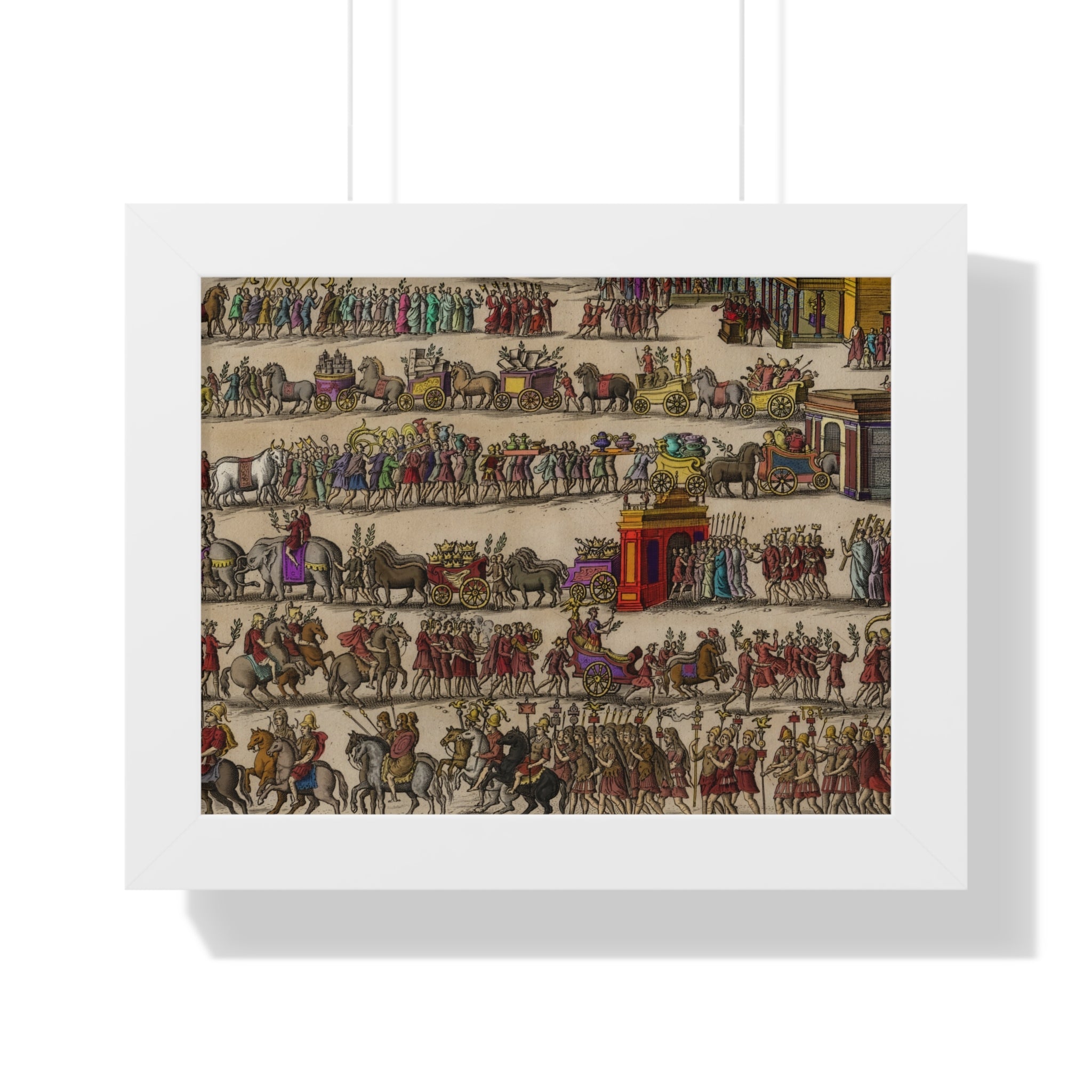 Roman Triumph Procession Framed Poster | Hand-Colored Engraving Print