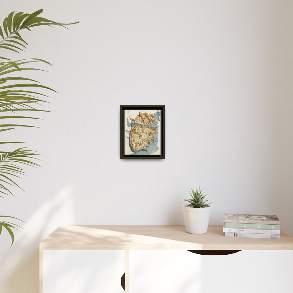 Framed Vintage Constantinople Map Canvas — Matte Nautical Wall Art