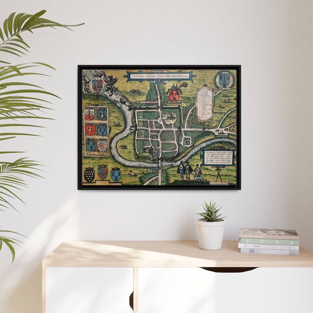 Chester, England by Braun and Hogenberg Framed Canvas Art Print