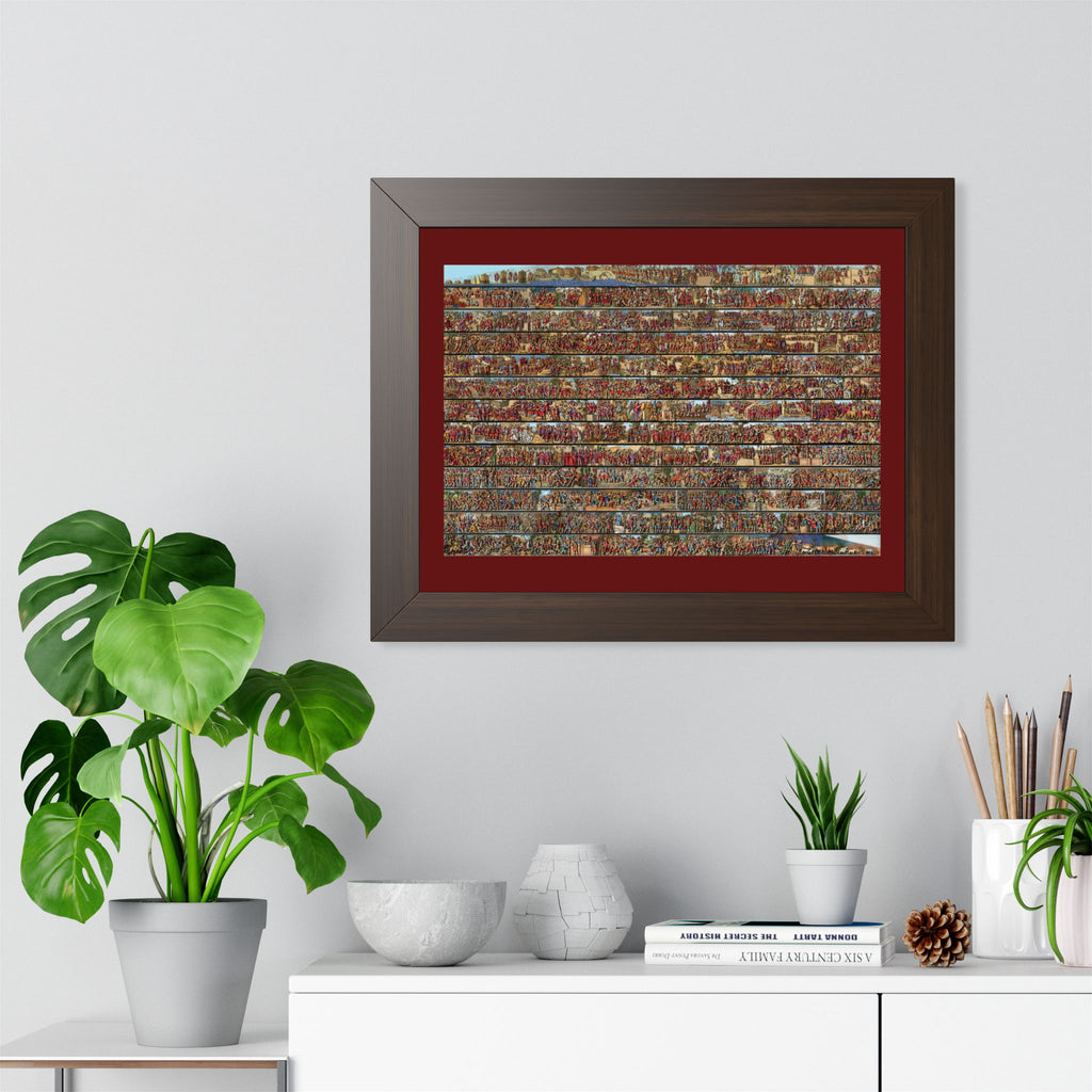 Colorized Trajan's Column Engraving Framed Art Print