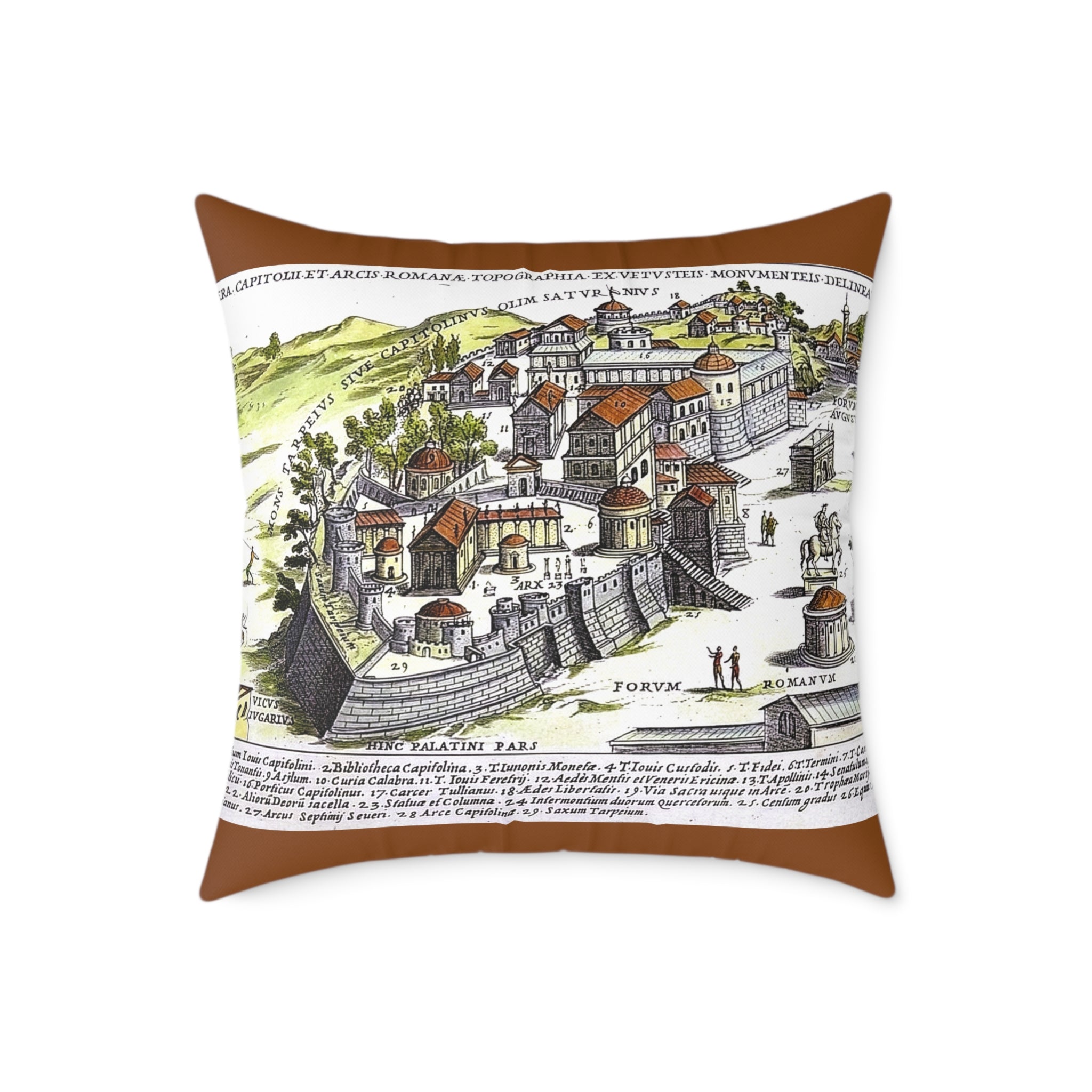 Capitoline Hill & Roman Forum, Ancient Rome Map Pillow | Ancient Rome Throw Pillow