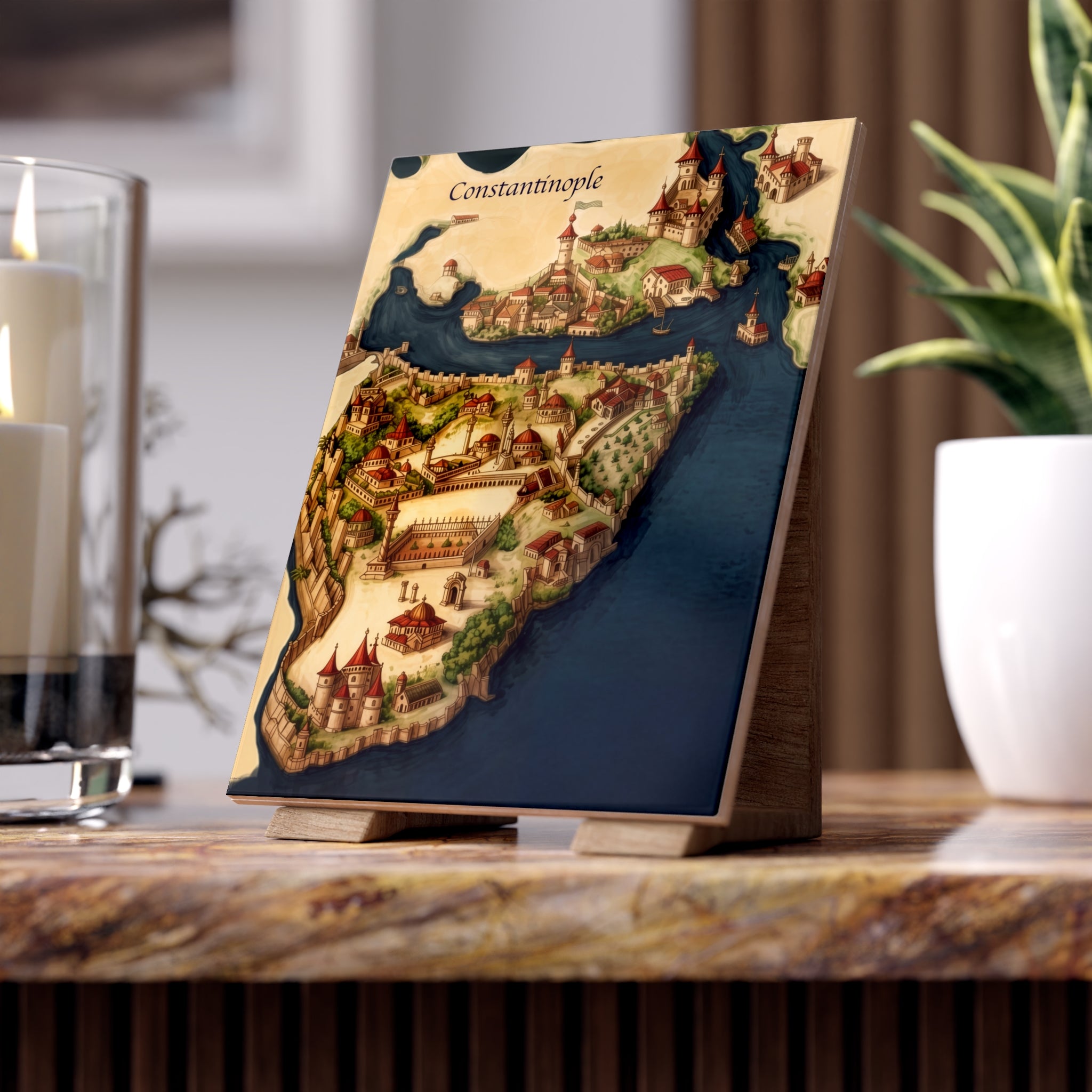 Vintage Constantinople Map Ceramic Tile