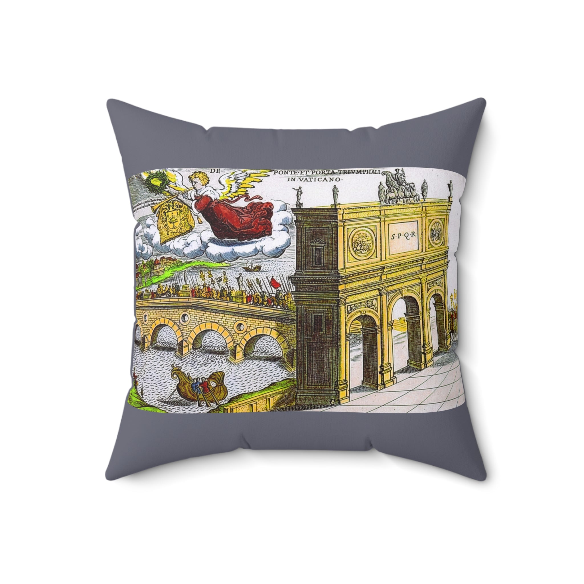 Antique Roman Engraving Vatican Procession Pillow | Classical Rome from Jacobus Lauro