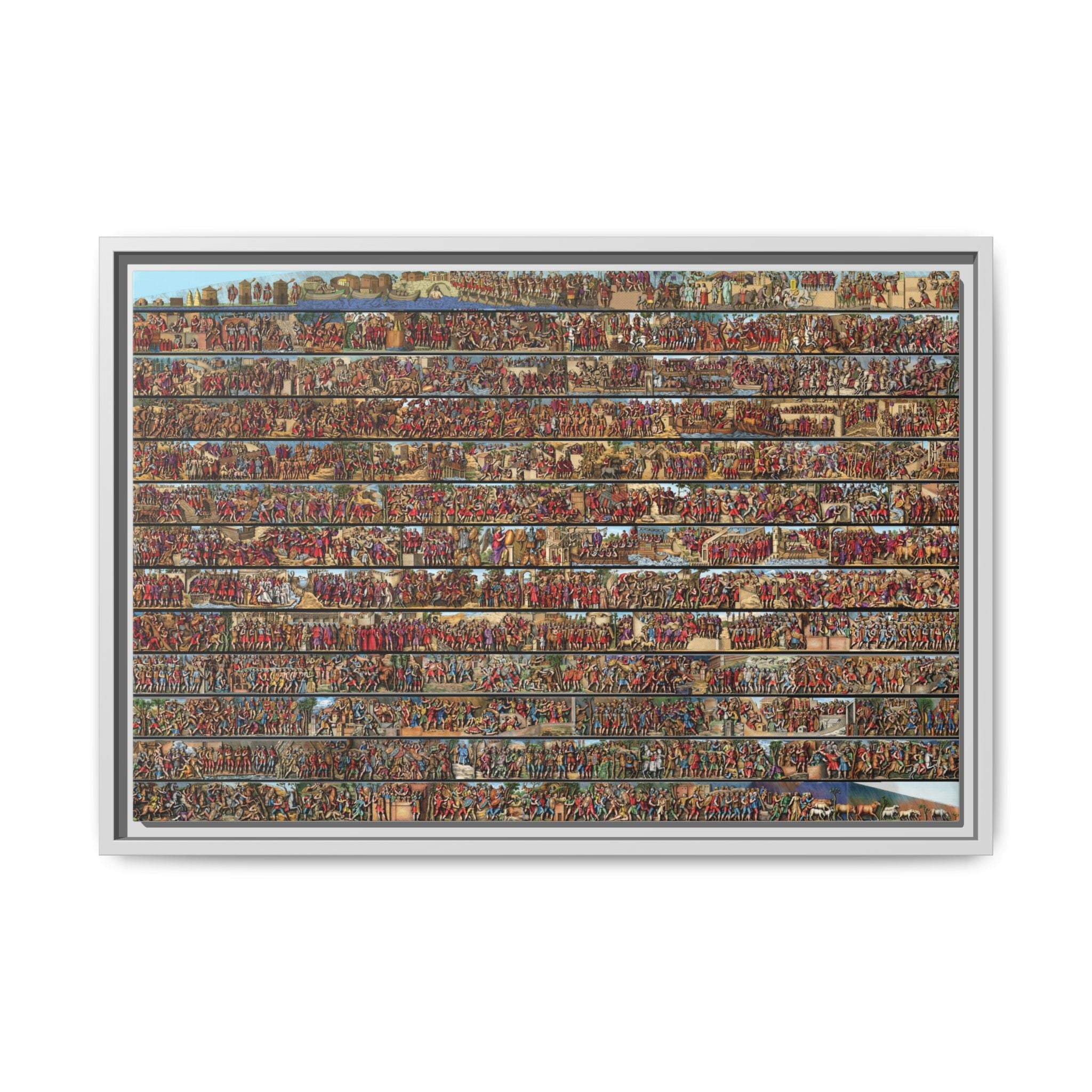 Colorized Depiction of Trajan's Column in Rome Framed Matte Canvas