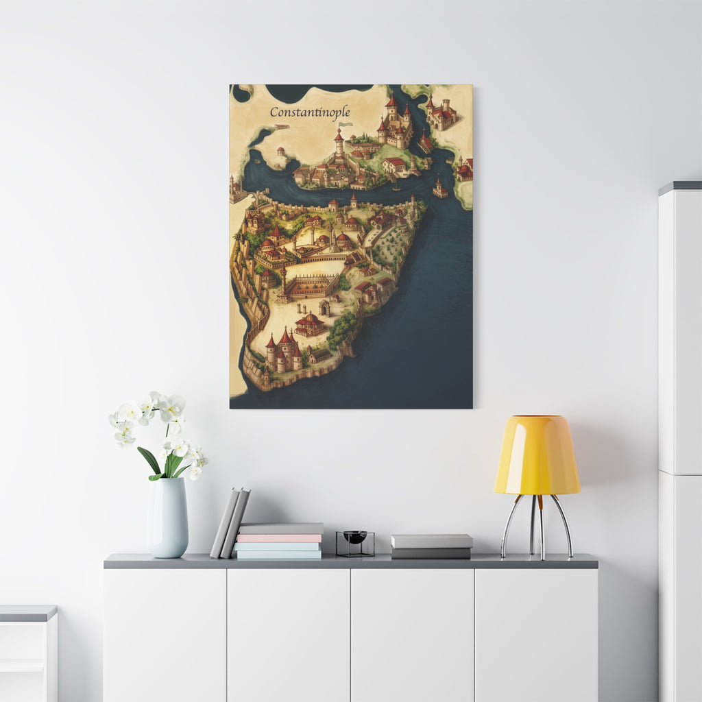 Constantinople Vintage Map Matte Canvas Print — Stretched 1.25"