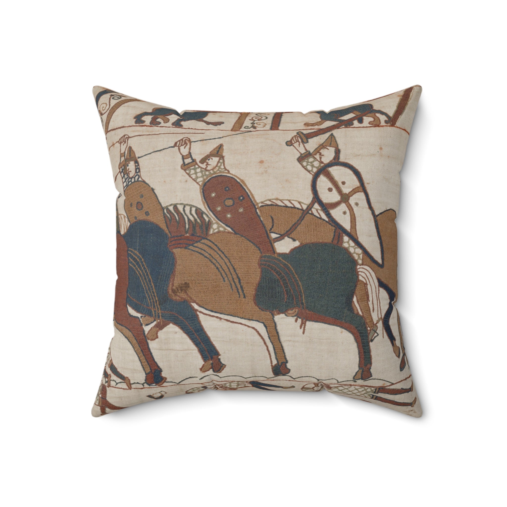 Bayeux Tapestry Battle of Hastings Cavalry Charge Faux Suede Square Pillow