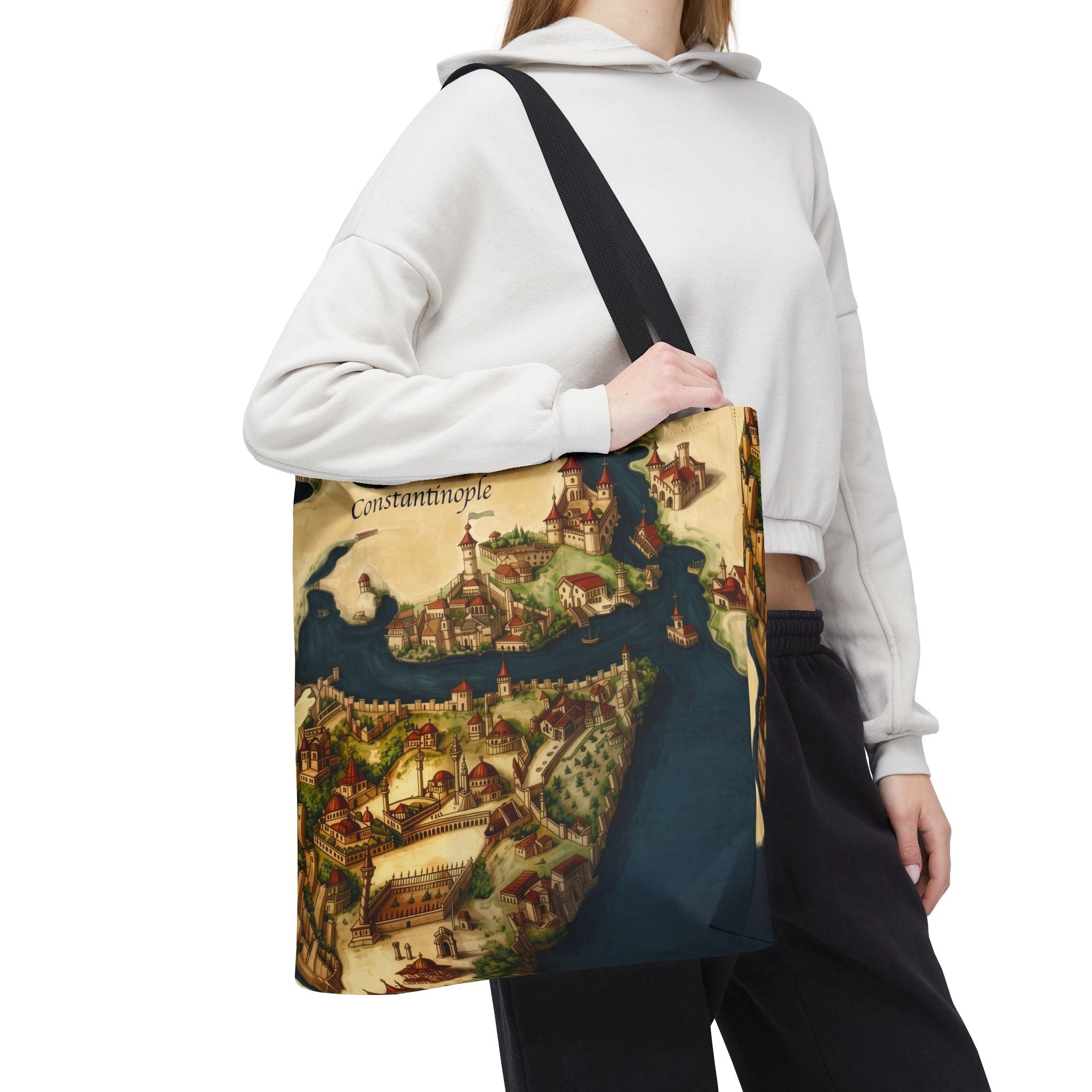 Constantinople Map Tote Bag — Vintage Cityscape All-Over Print