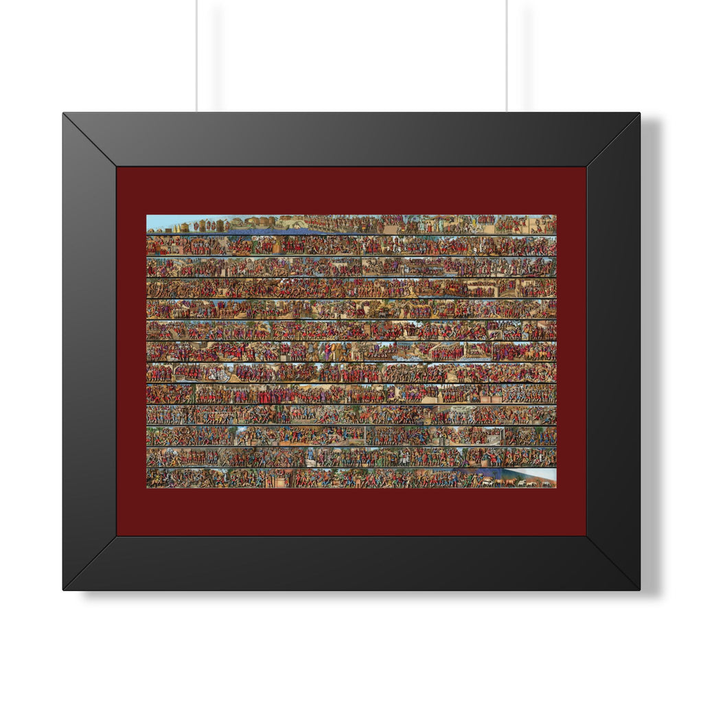 Colorized Trajan's Column Engraving Framed Art Print