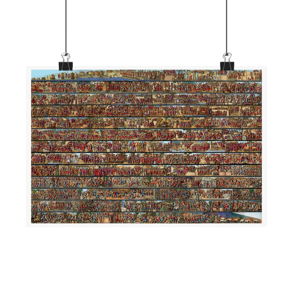 Colorized Trajan's Column Engraving Art Poster